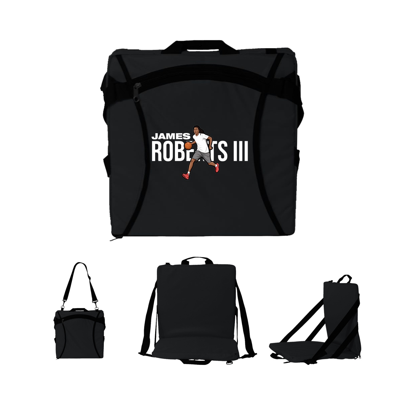 Folding Stadium Seat — Player Name in Black