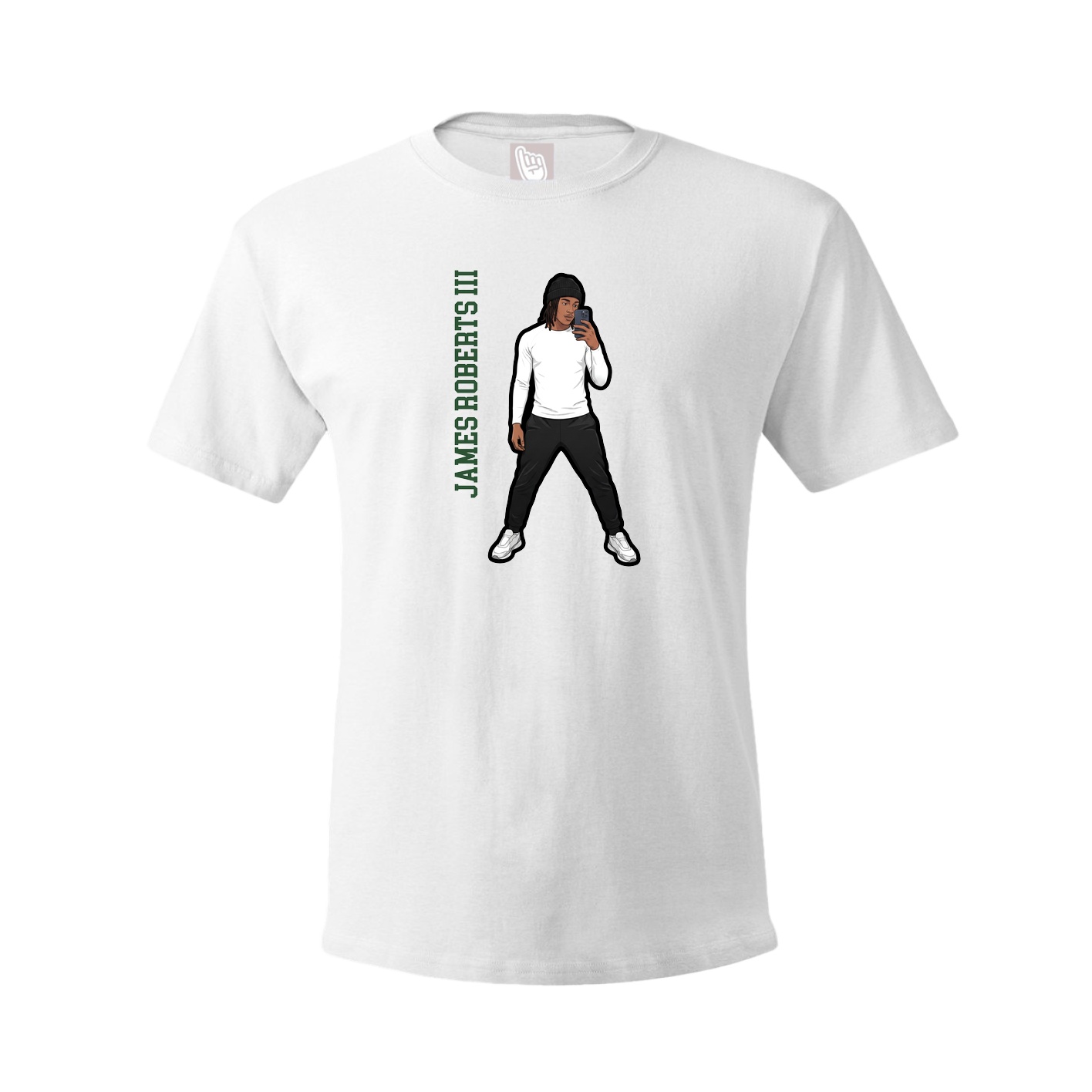 Tee — Name Vertical in White