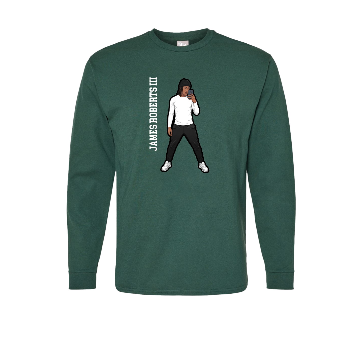 Long Sleeve Tee — Name Vertical in Green