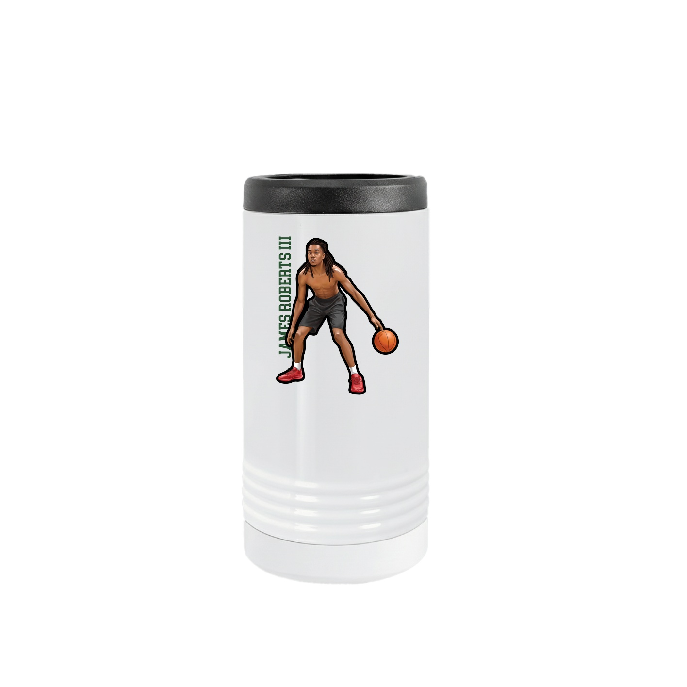 Slim Beverage Holder — Name Vertical in White