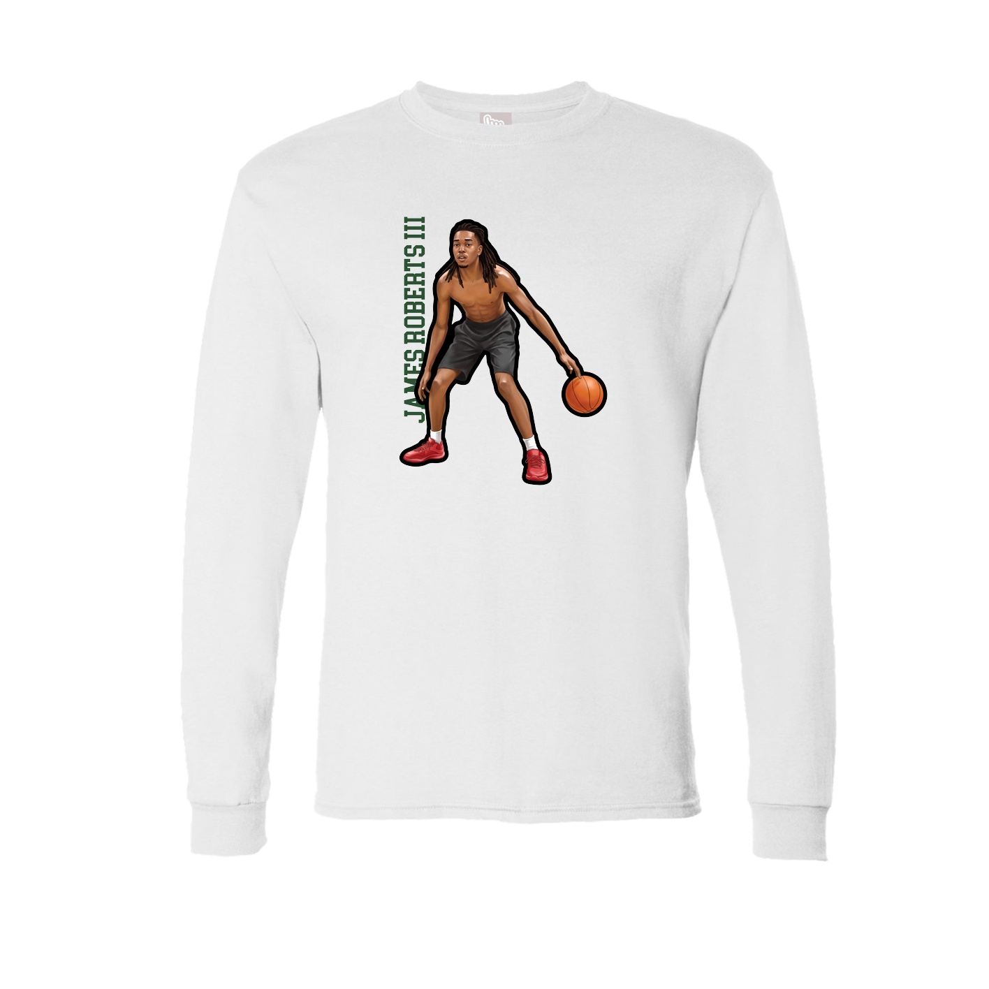 Long Sleeve Tee — Name Vertical in White