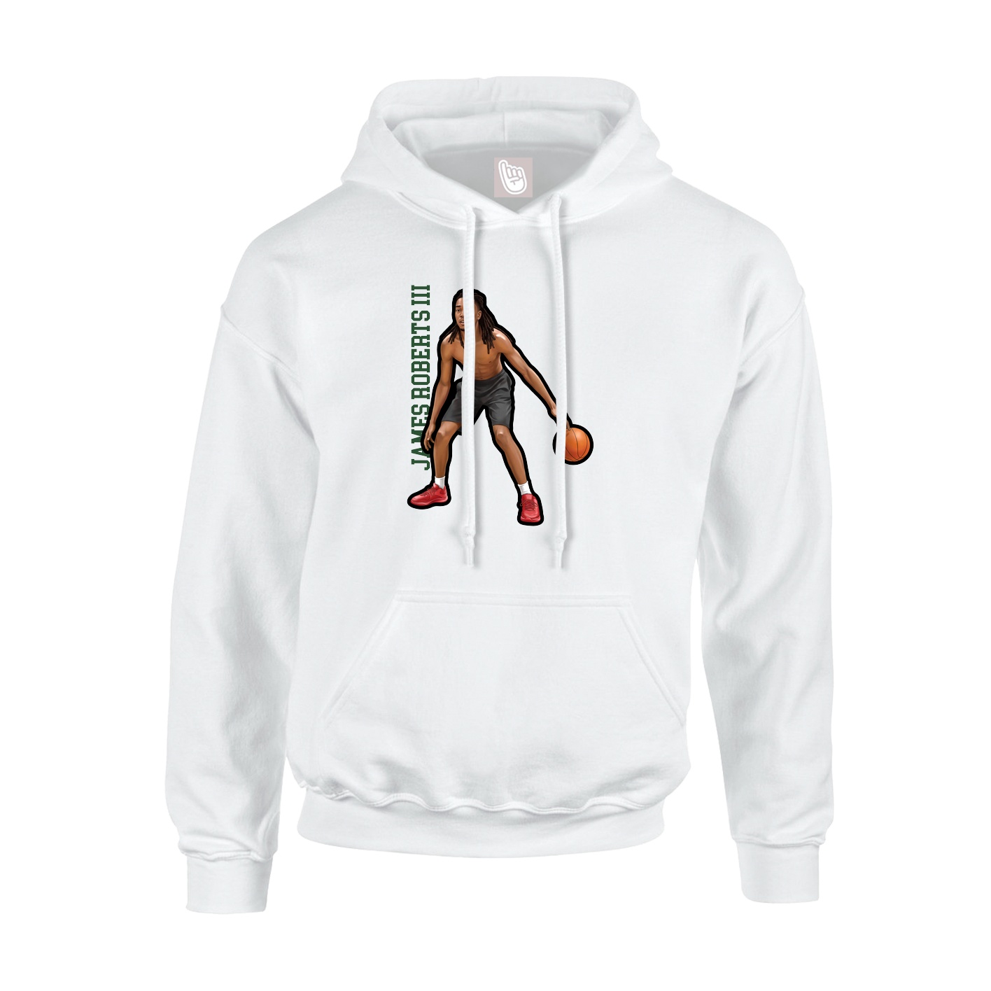 Youth Hoodie — Name Vertical in White