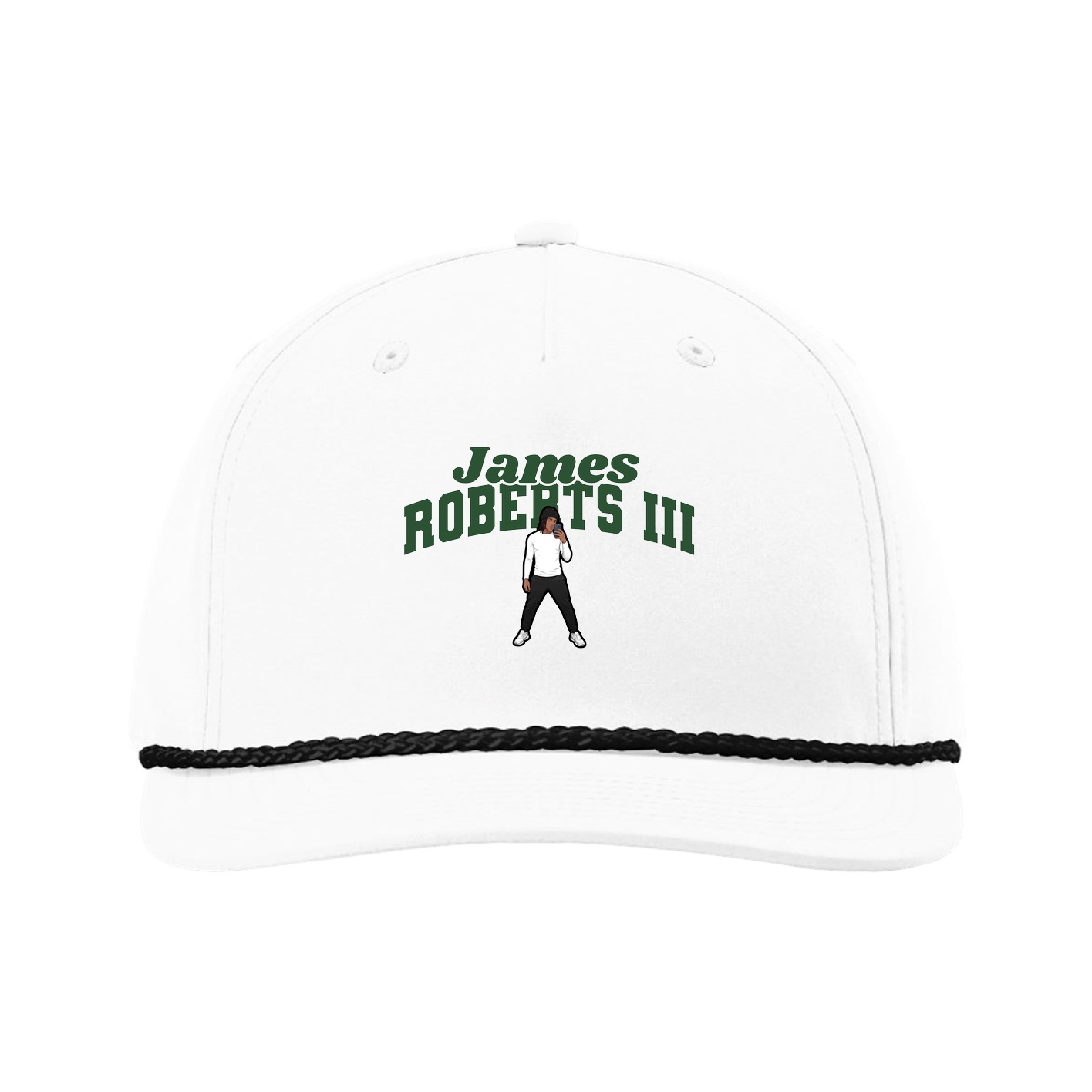 Five-Panel Classic Rope Cap — Signature Arch in White