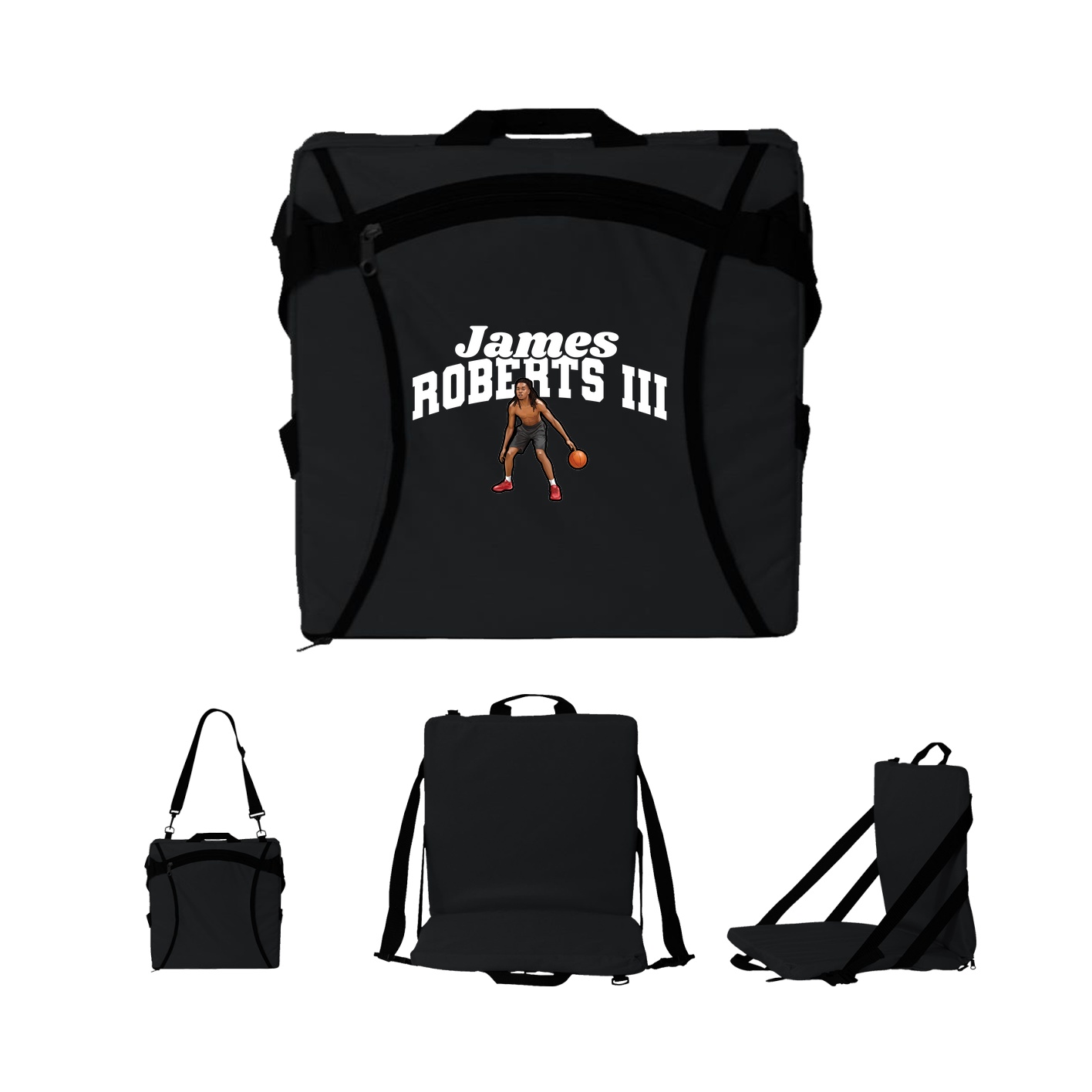 Folding Stadium Seat — Signature Arch in Black
