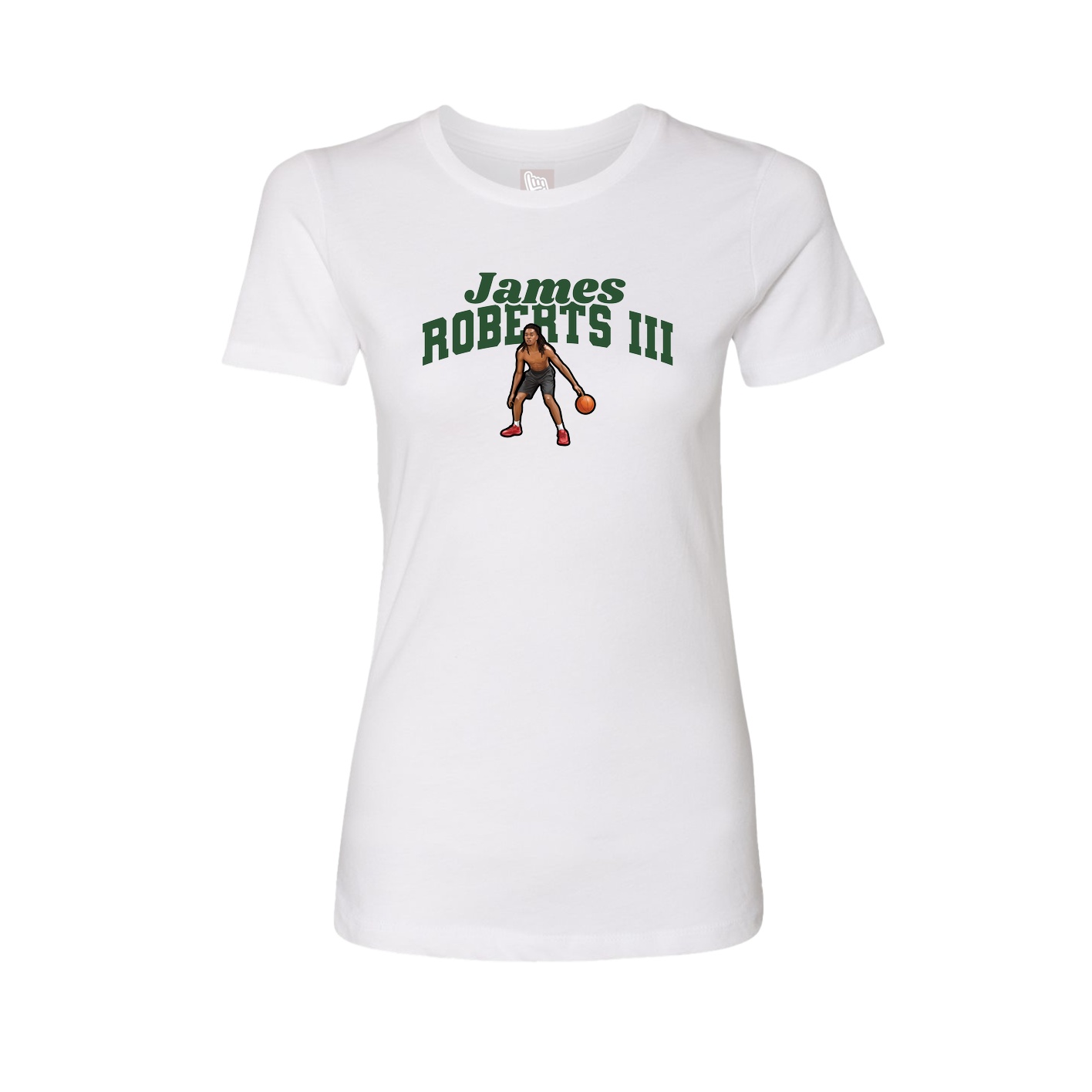 Fitted Women's Tee — Signature Arch in White