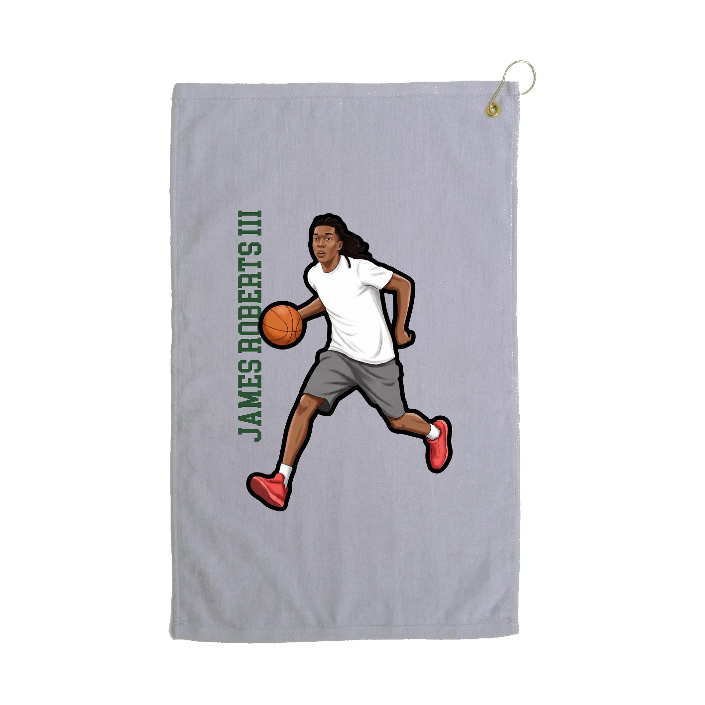 Golf Towel — Name Vertical in Grey