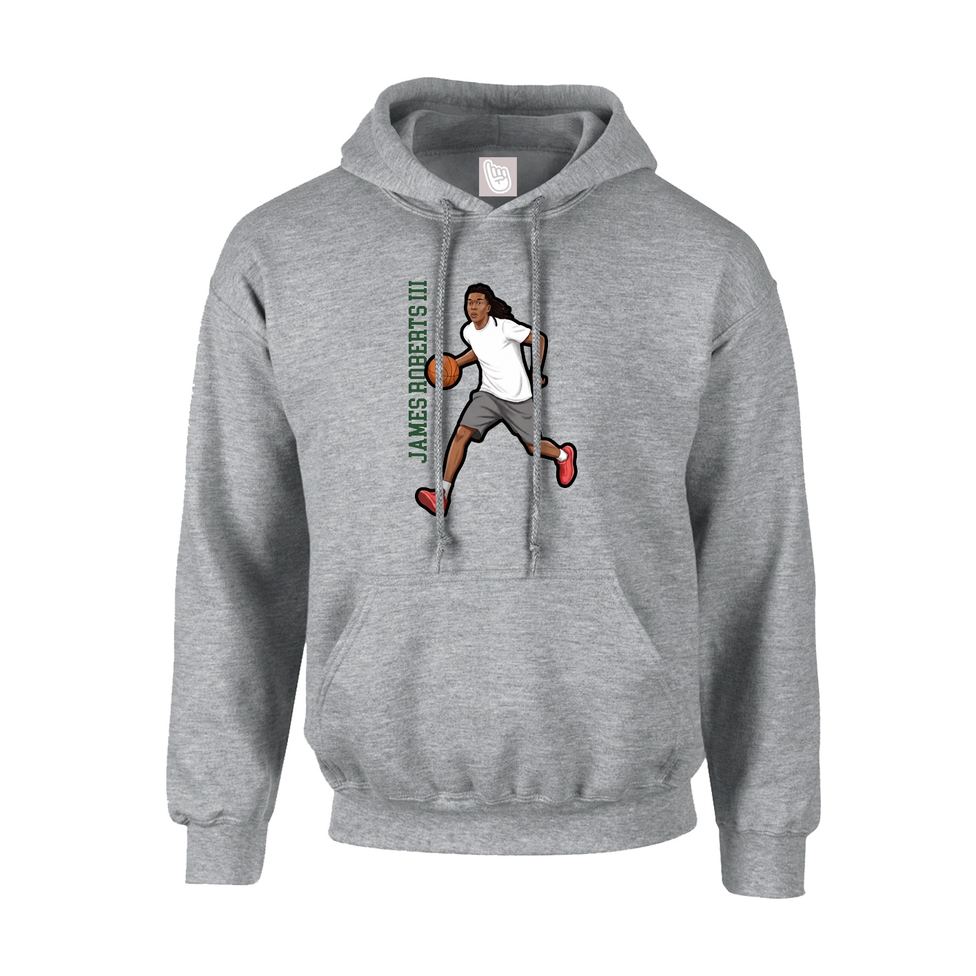 Hoodie — Name Vertical in Grey