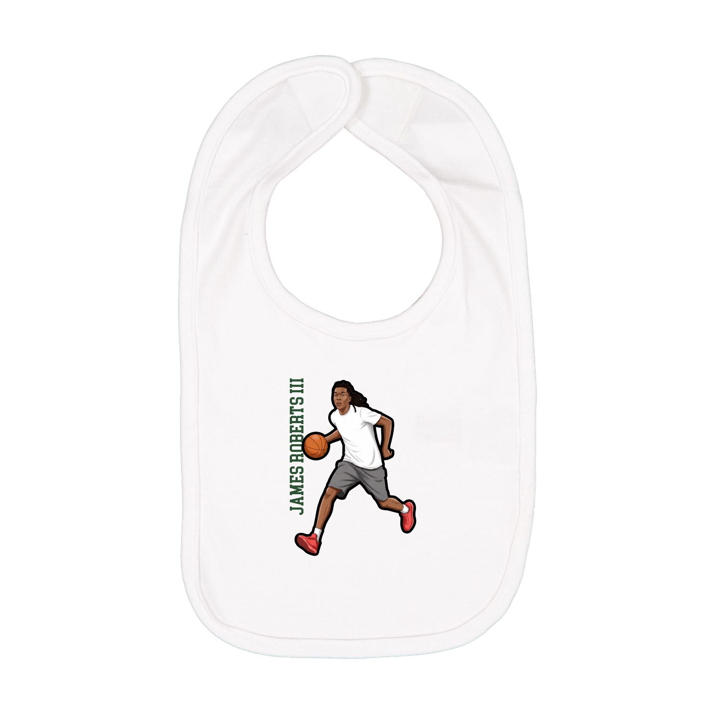 Infant Bib — Name Vertical in White