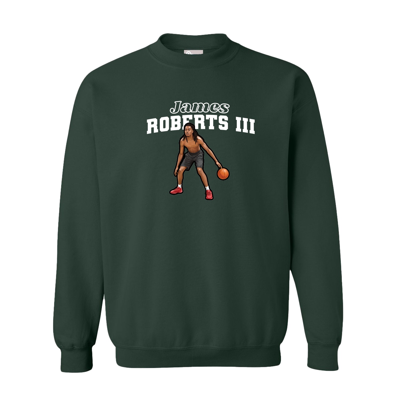 Fleece Crew — Name Arch in Green