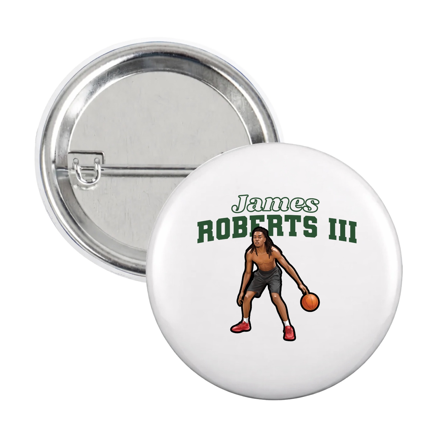 Game Day Button — Name Arch in White