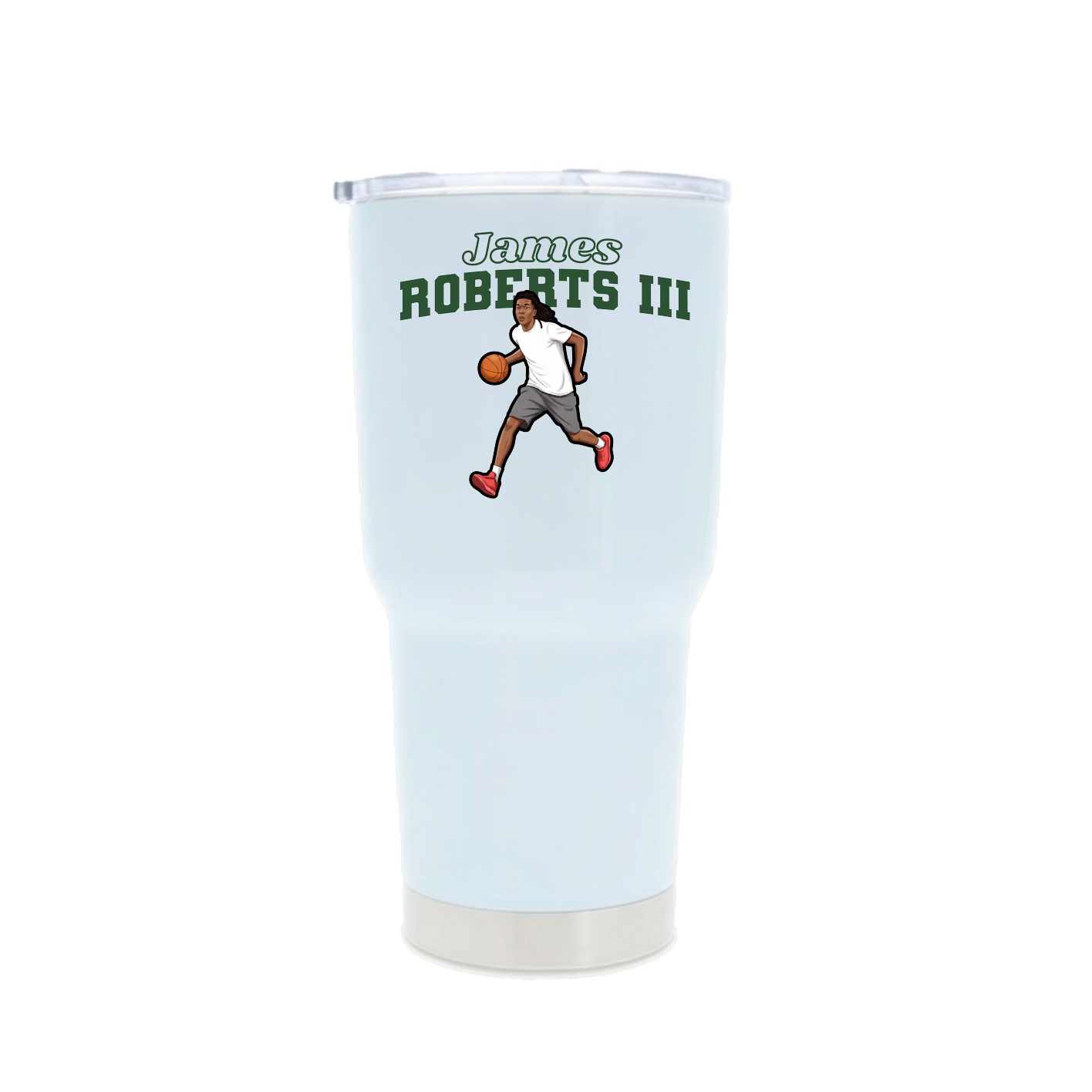 30oz Stainless Steel Tumbler — Name Arch in White