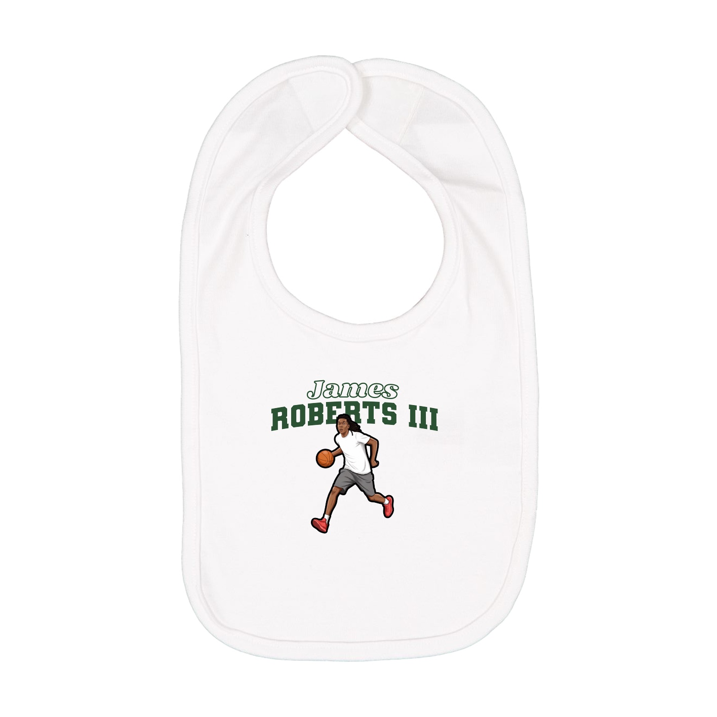 Infant Bib — Name Arch in White