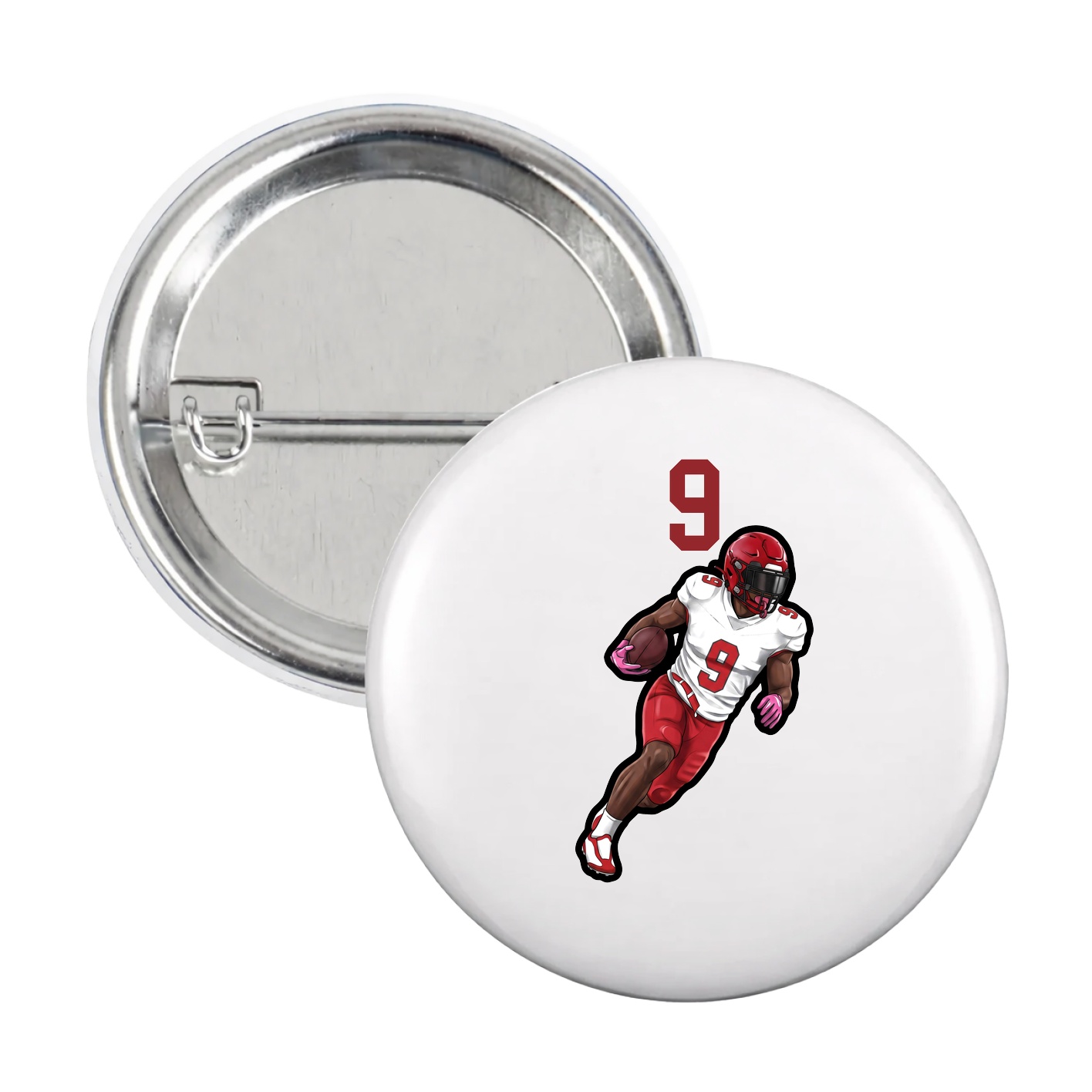Game Day Button — Number Top in White