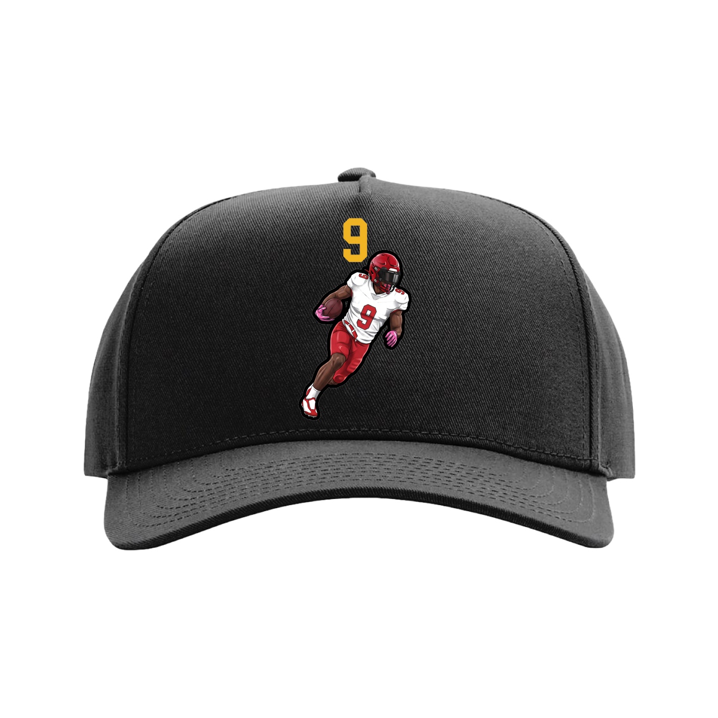 Full Fabric Five-Panel Champ Cap — Number Top in Black