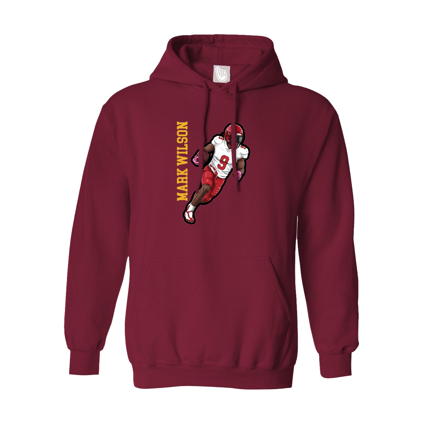 Hoodie — Name Vertical in Cardinal