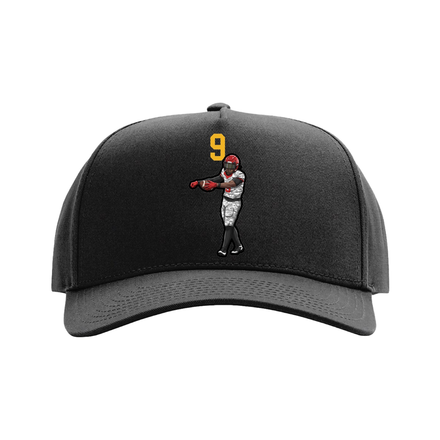 Full Fabric Five-Panel Champ Cap — Number Top in Black