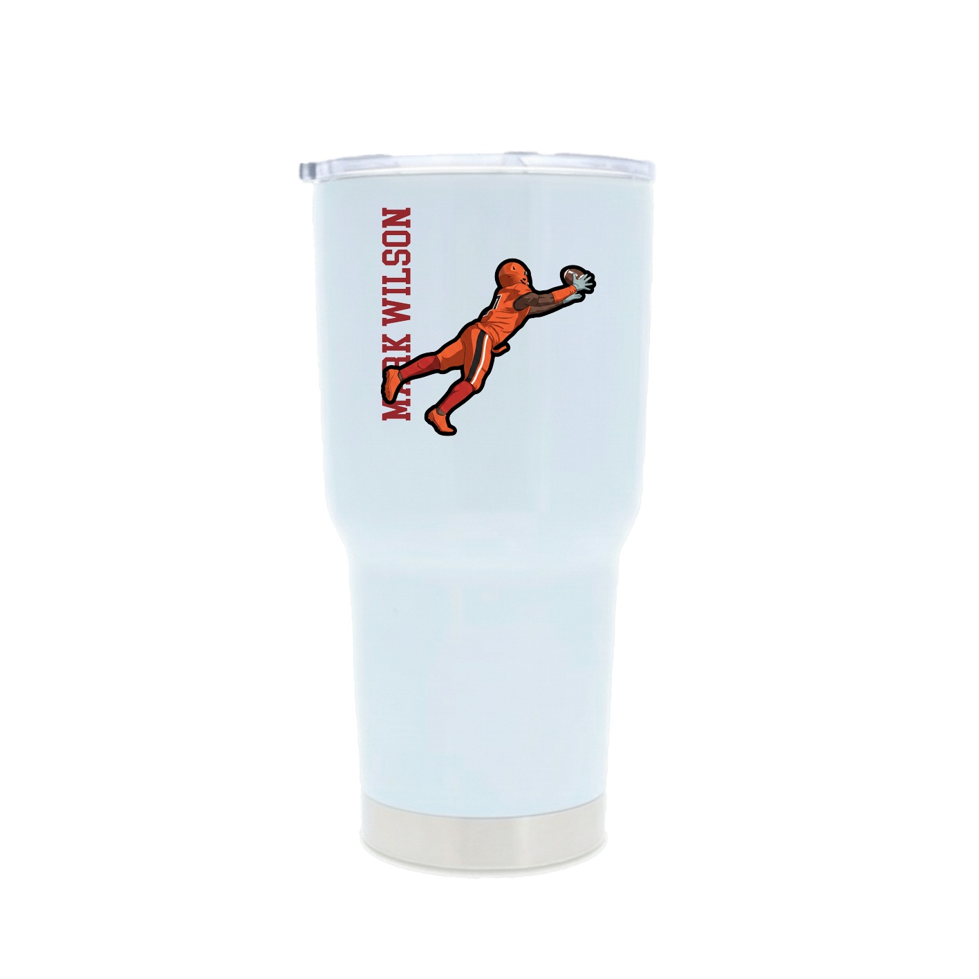 30oz Stainless Steel Tumbler — Name Vertical in White