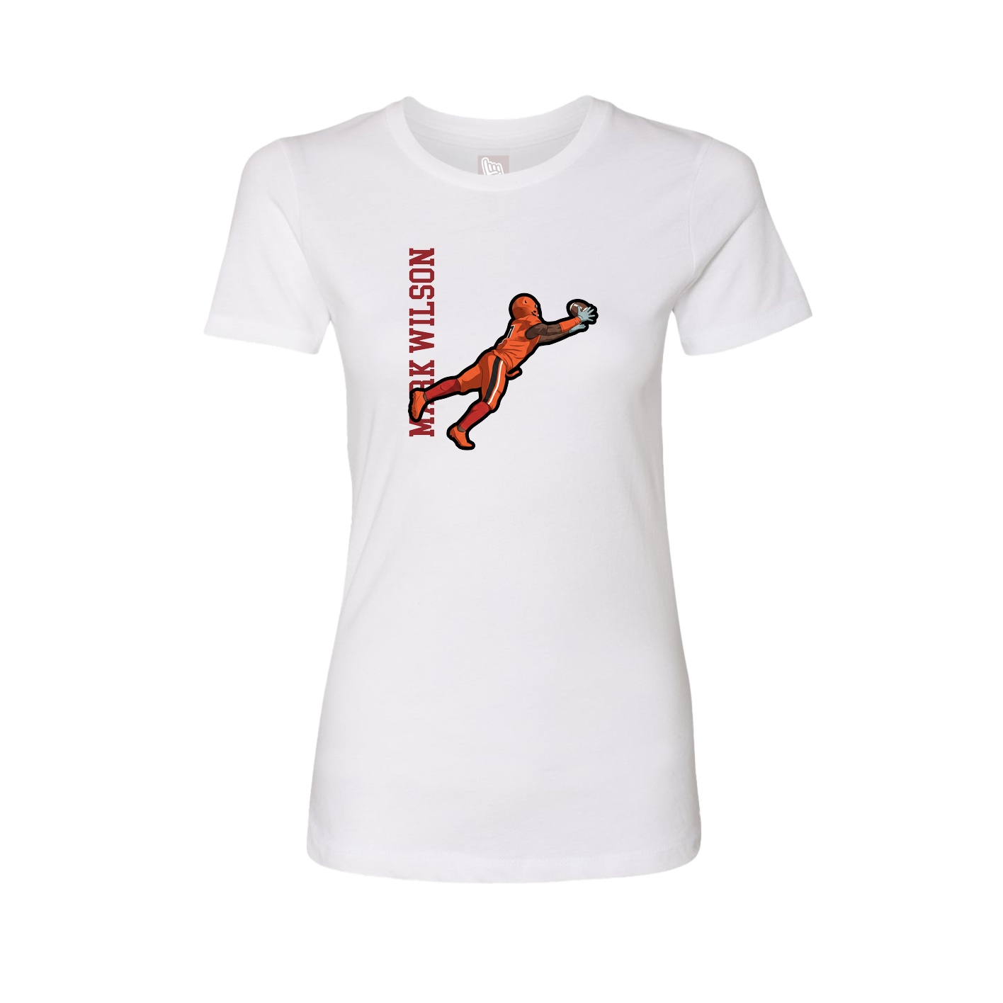 Fitted Women's Tee — Name Vertical in White