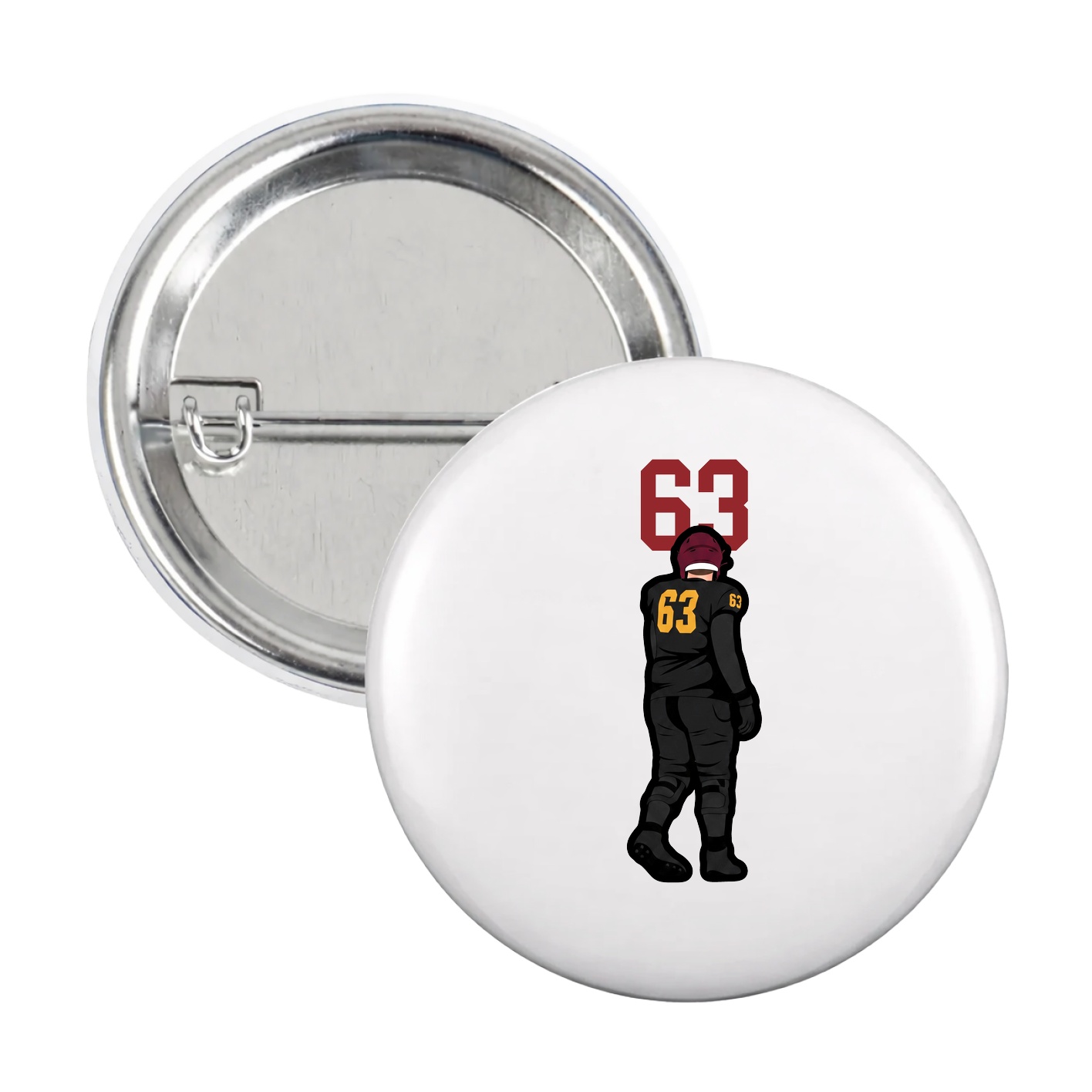 Game Day Button — Number Top in White