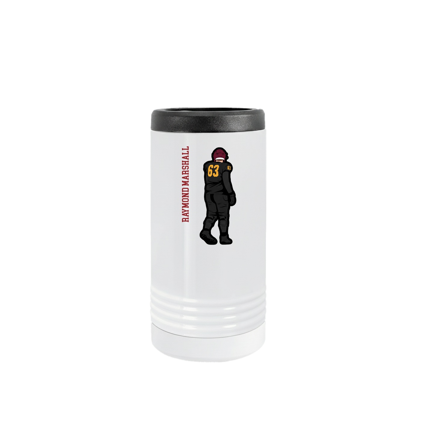 Slim Beverage Holder — Name Vertical in White
