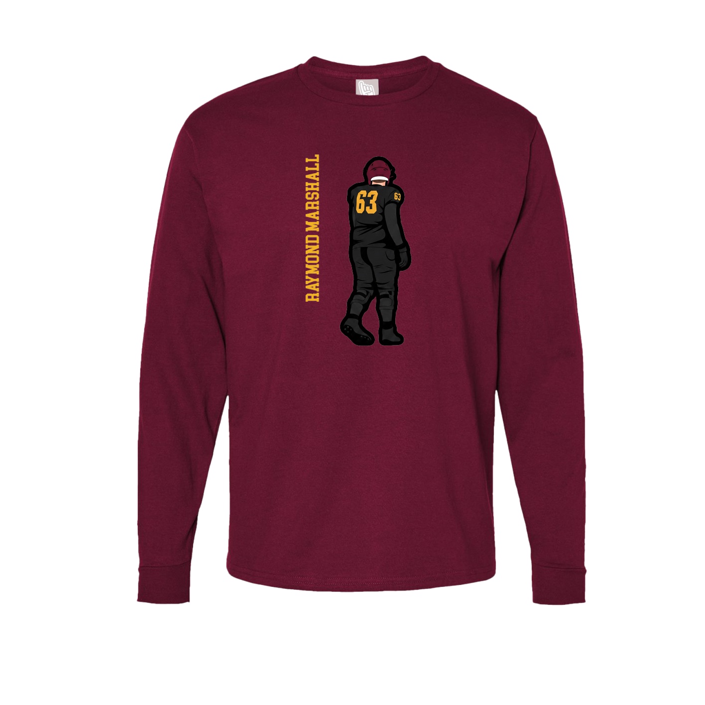 Long Sleeve Tee — Name Vertical in Cardinal