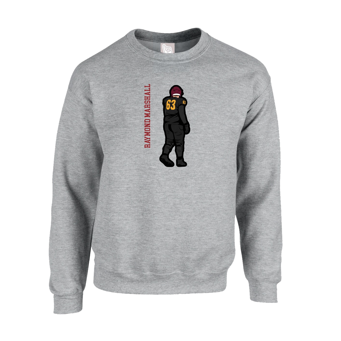 Fleece Crew — Name Vertical in Grey