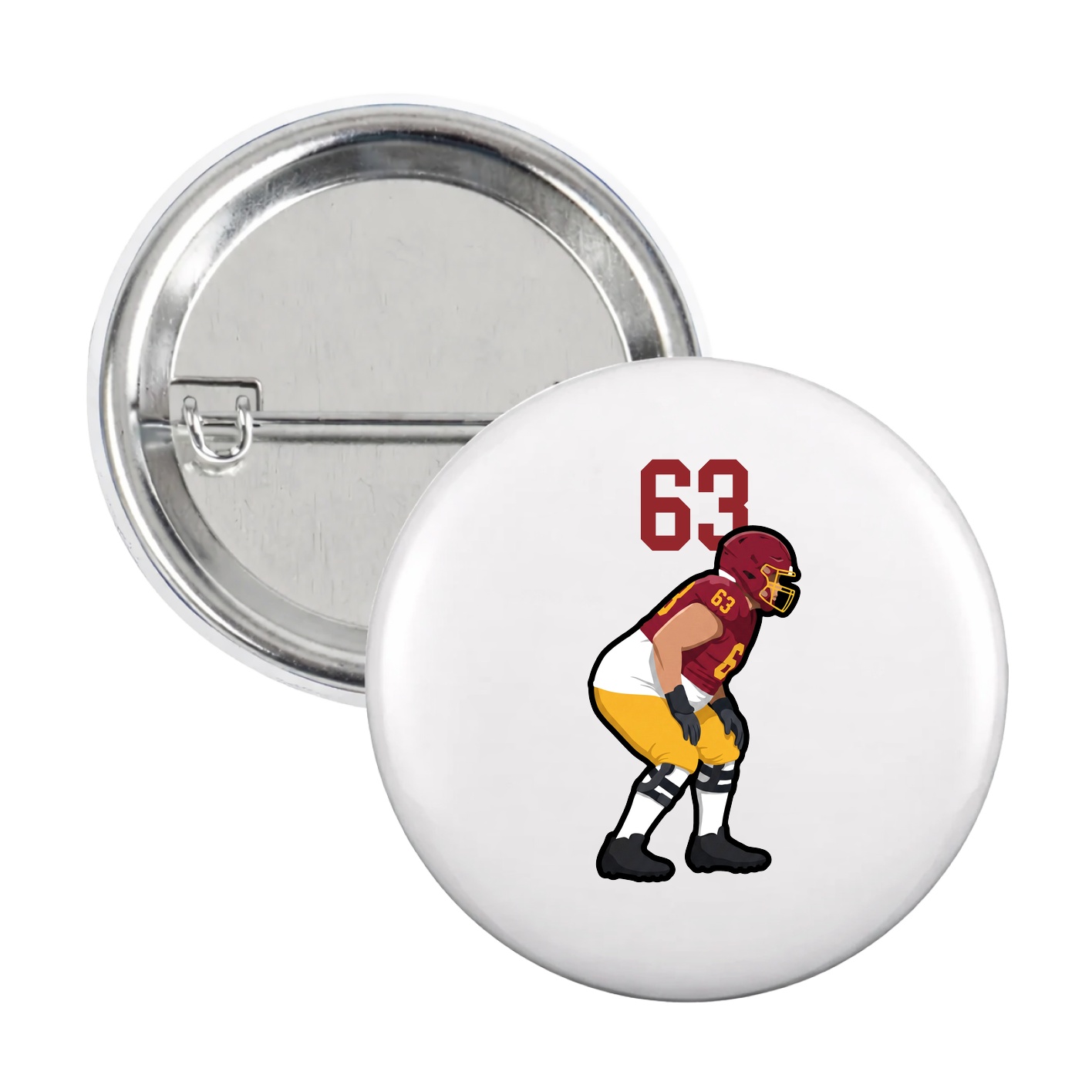 Game Day Button — Number Top in White