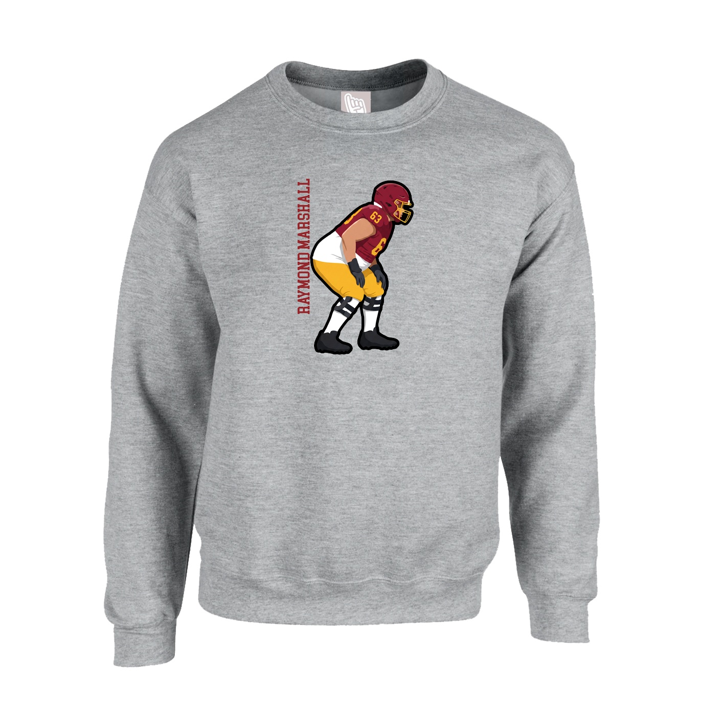 Fleece Crew — Name Vertical in Grey