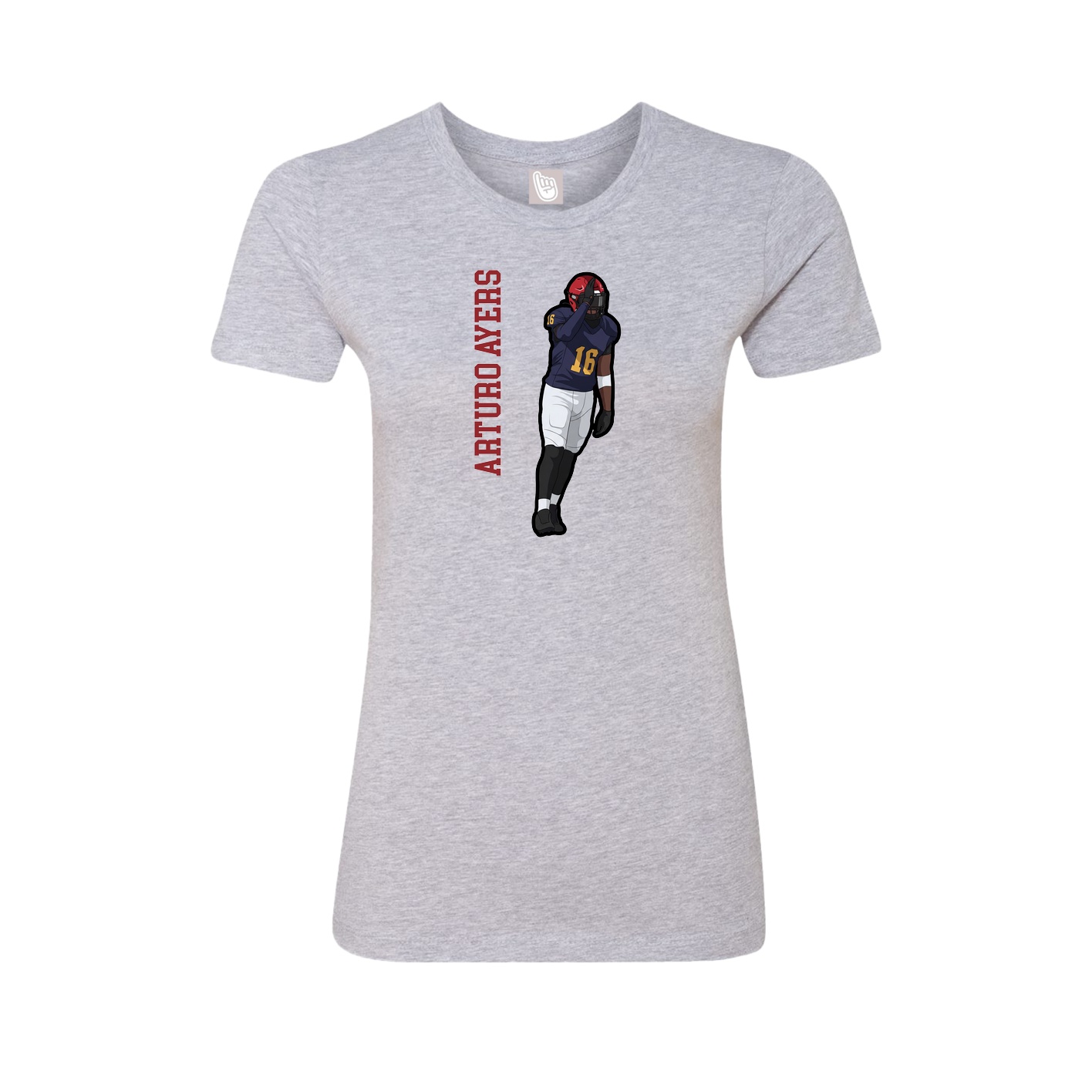 Fitted Women's Tee — Name Vertical in Grey