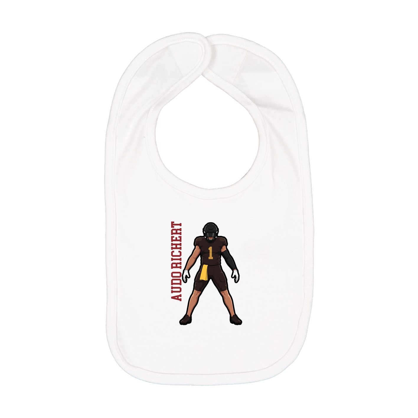Infant Bib — Name Vertical in White