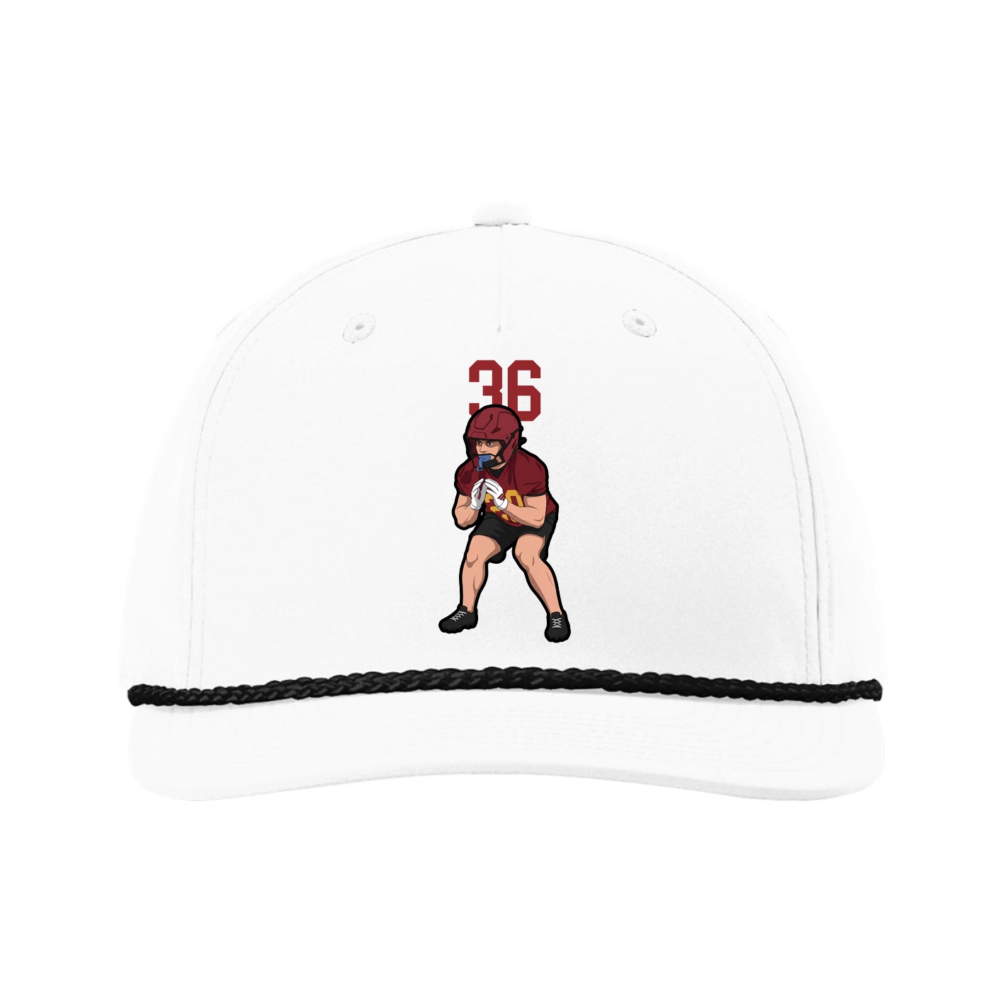 Five-Panel Classic Rope Cap — Number Top in White