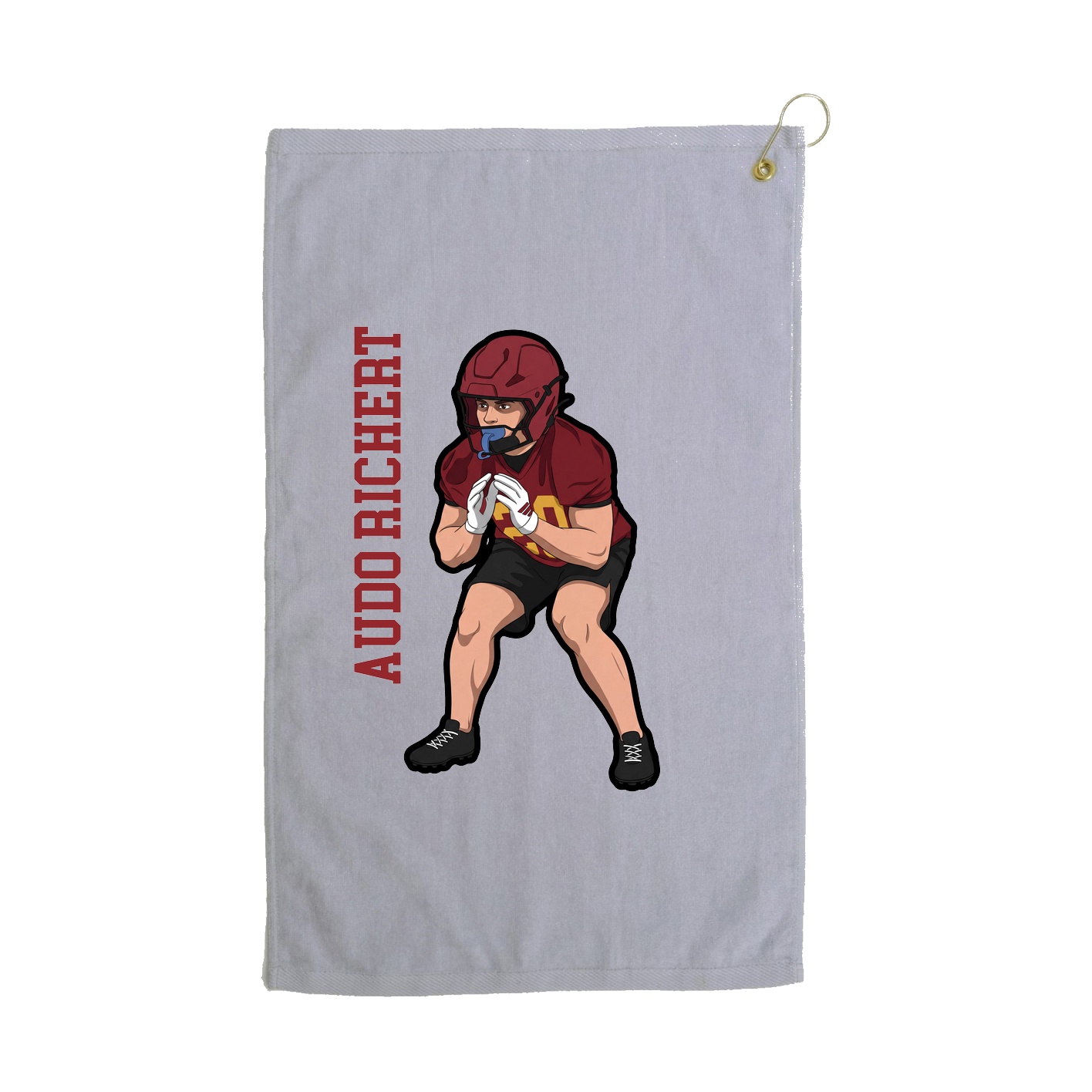 Golf Towel — Name Vertical in Grey