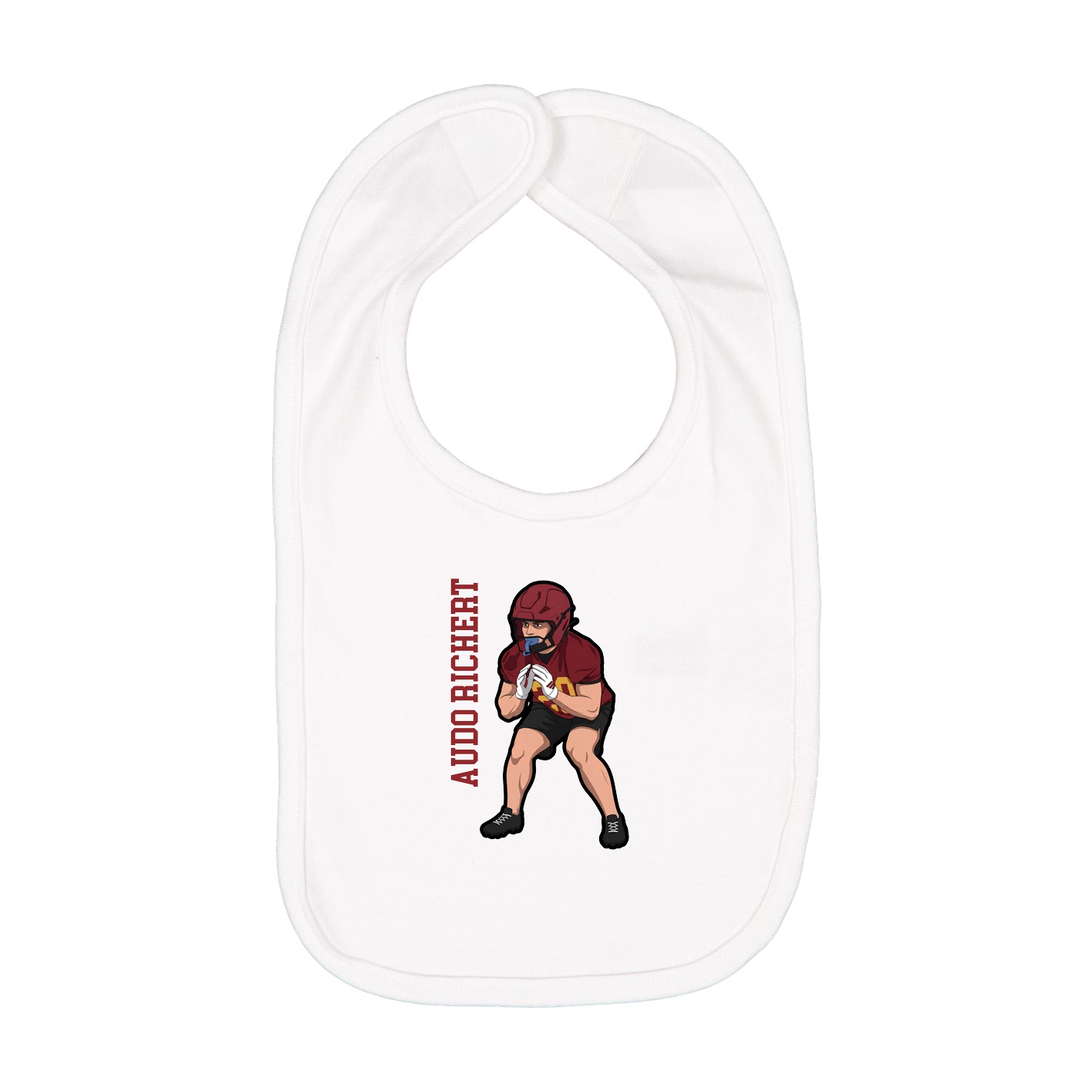Infant Bib — Name Vertical in White