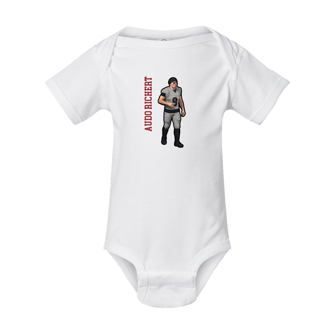 Baby Onesie — Name Vertical in White