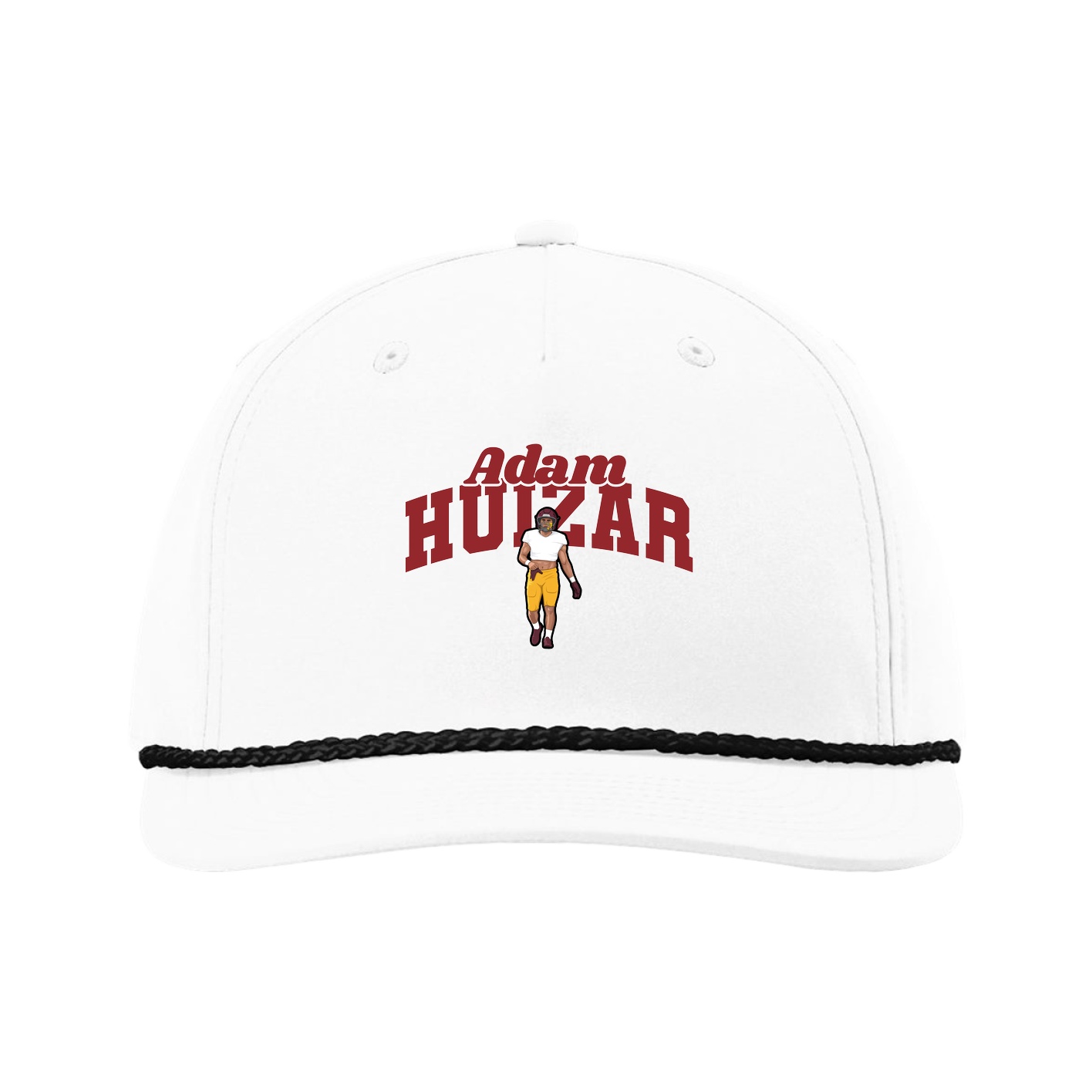 Five-Panel Classic Rope Cap — Signature Arch in White