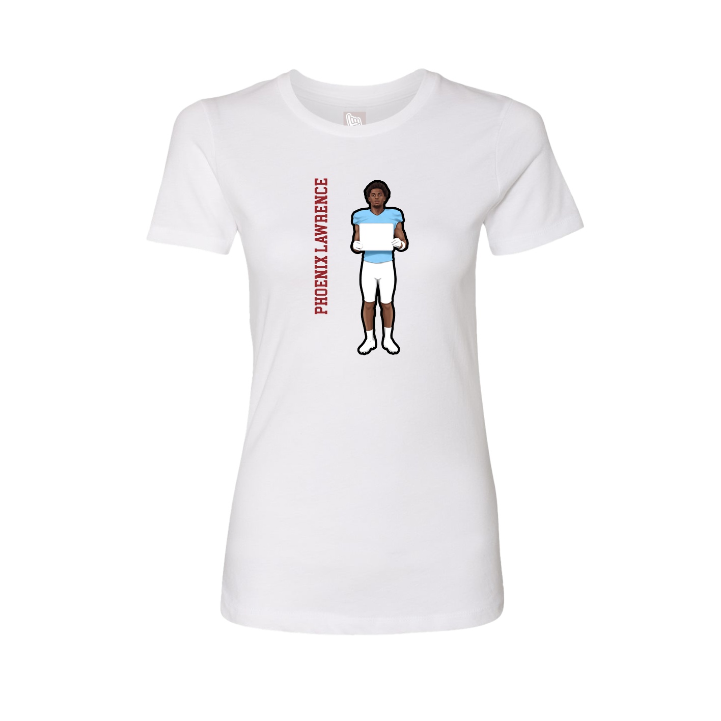 Fitted Women's Tee — Name Vertical in White