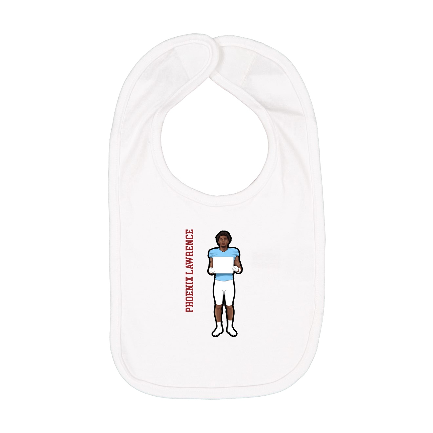 Infant Bib — Name Vertical in White