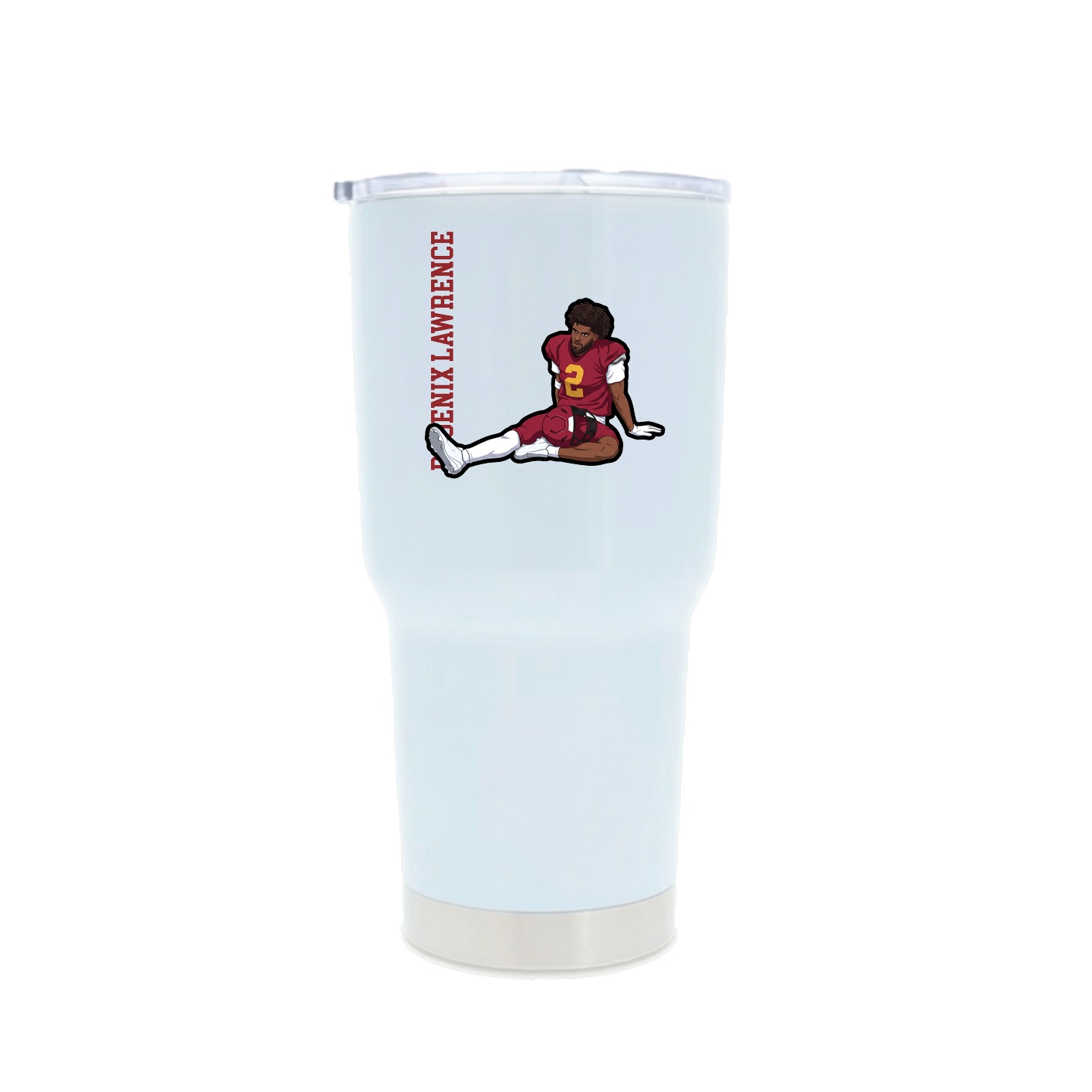 30oz Stainless Steel Tumbler — Name Vertical in White