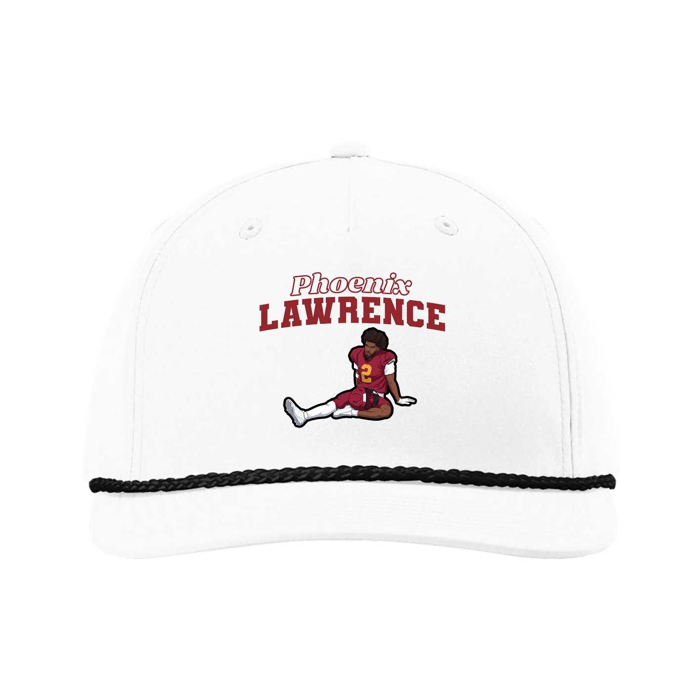 Five-Panel Classic Rope Cap — Name Arch in White