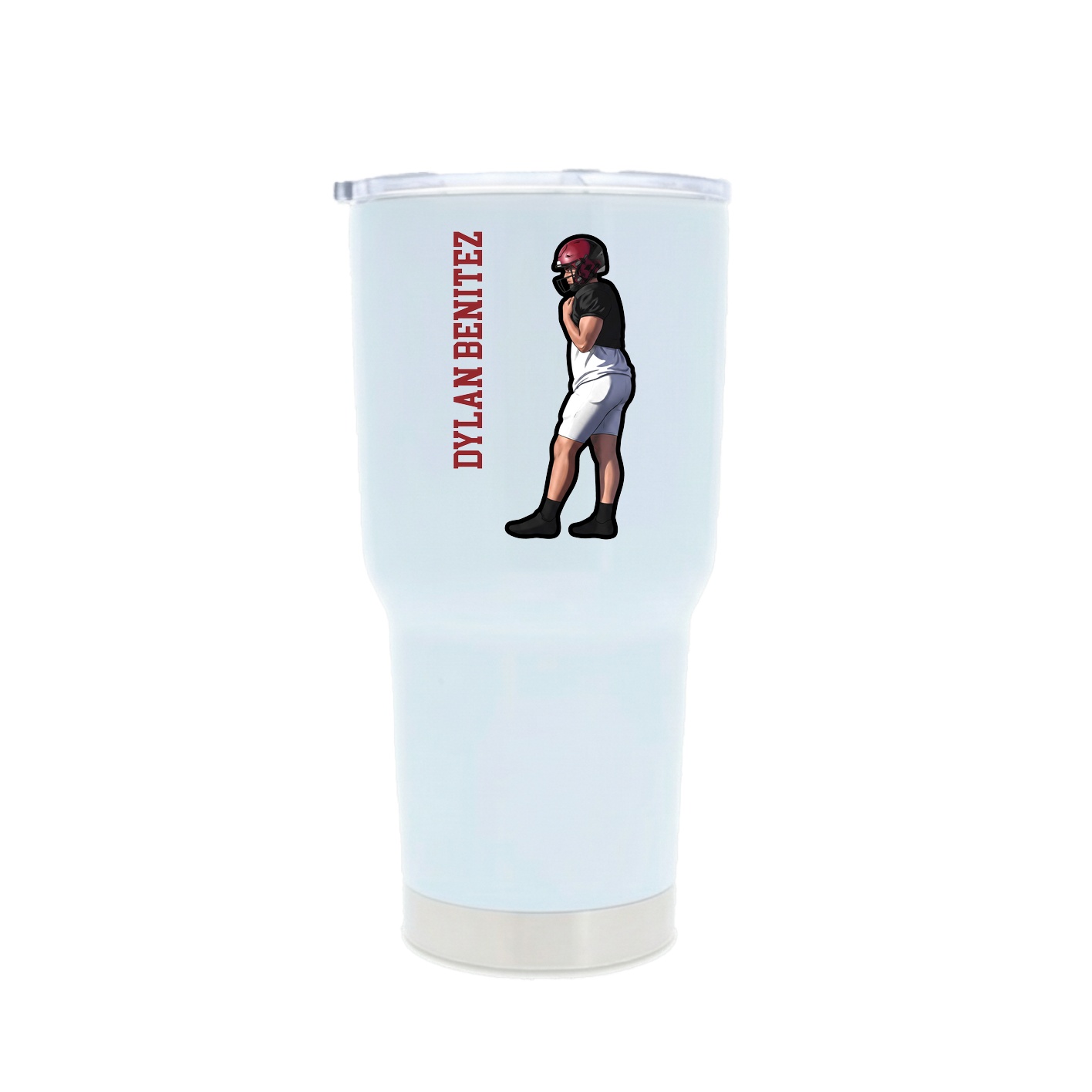 30oz Stainless Steel Tumbler — Name Vertical in White