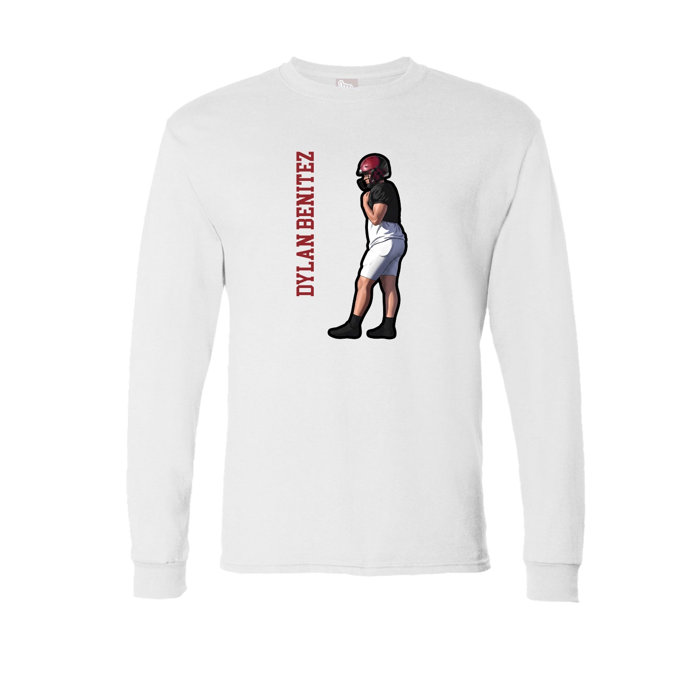 Long Sleeve Tee — Name Vertical in White