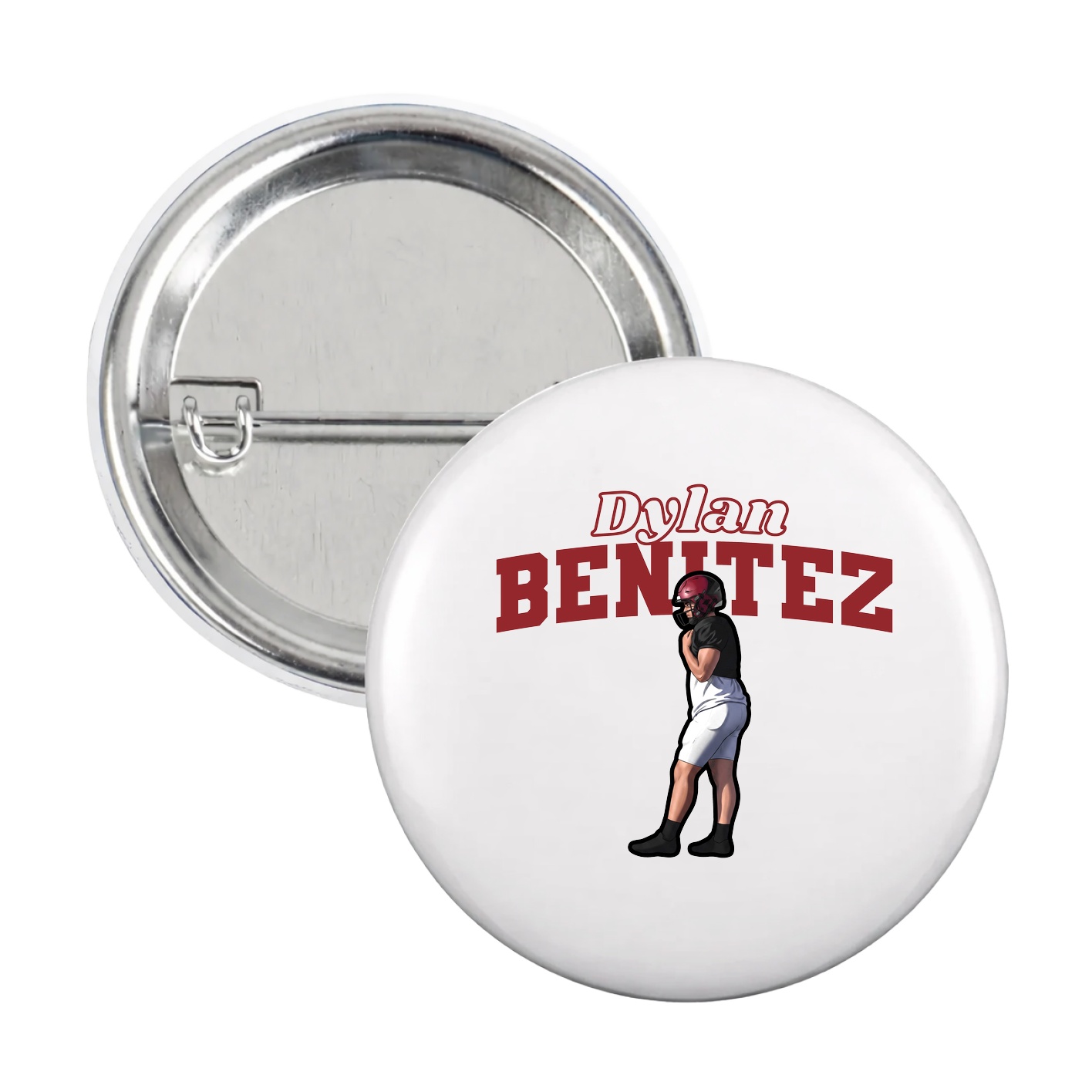 Game Day Button — Name Arch in White