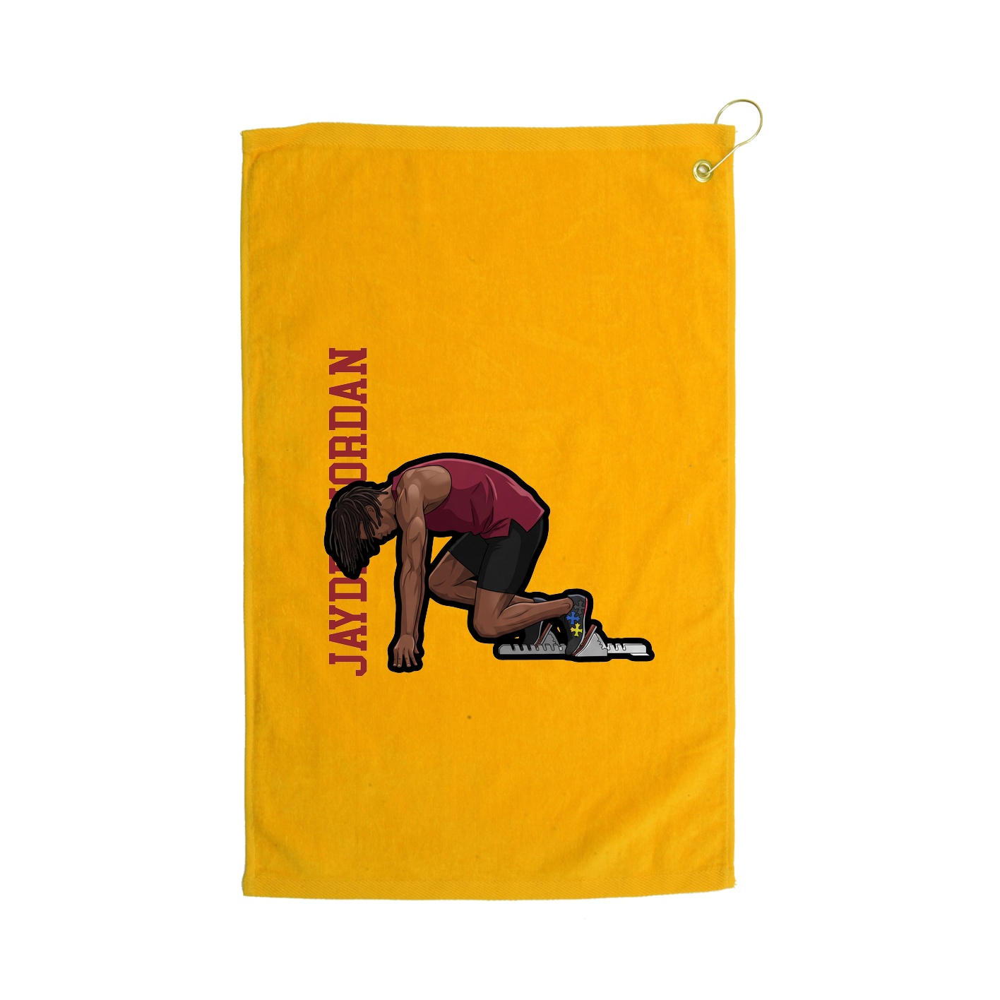 Golf Towel — Name Vertical in Gold
