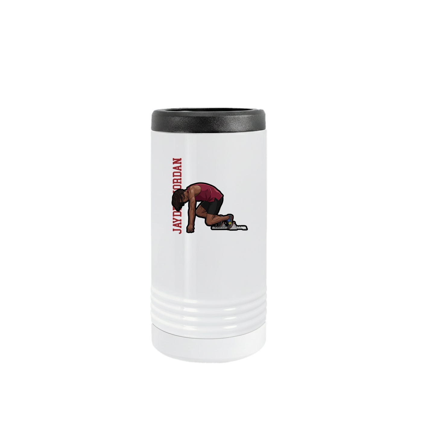 Slim Beverage Holder — Name Vertical in White