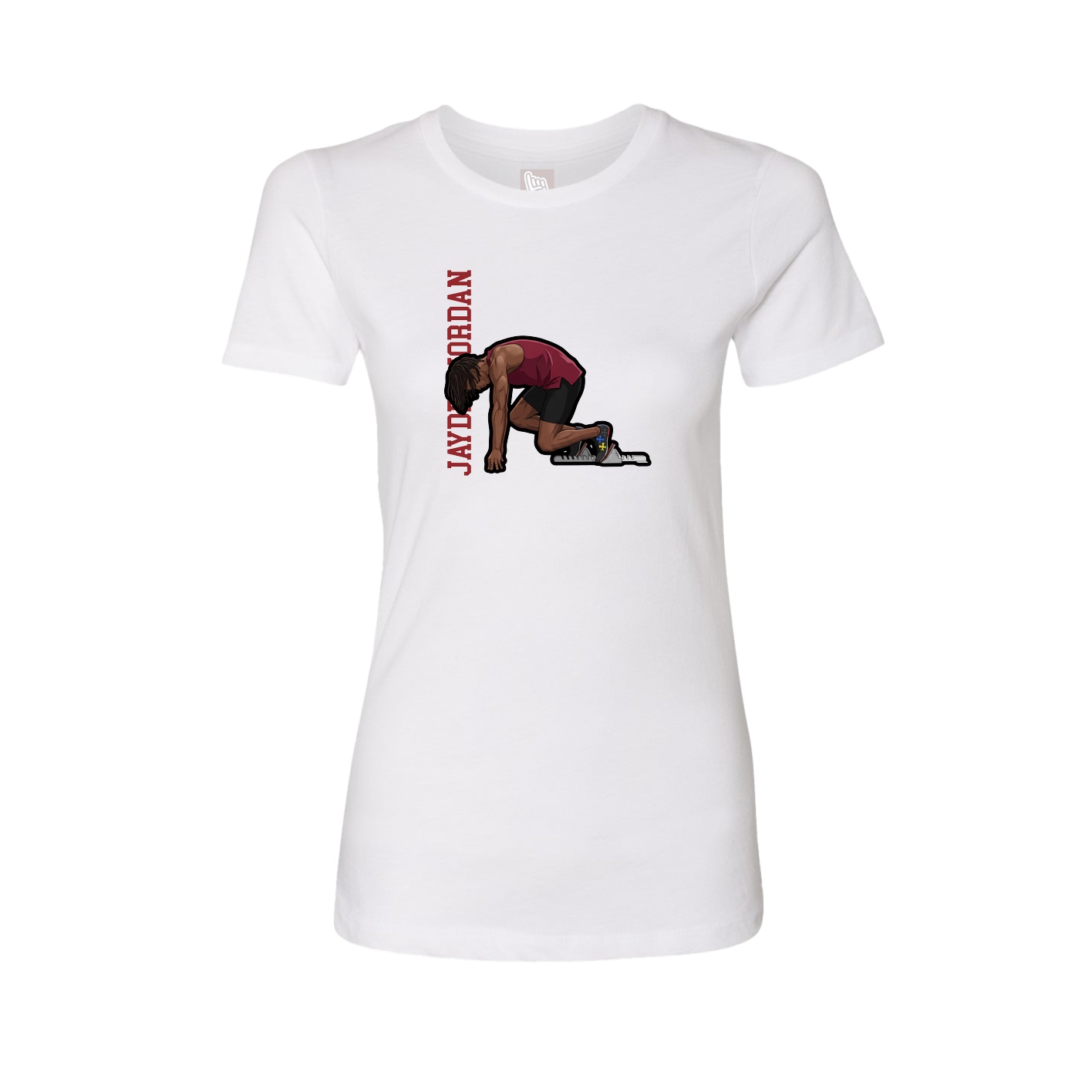 Fitted Women's Tee — Name Vertical in White