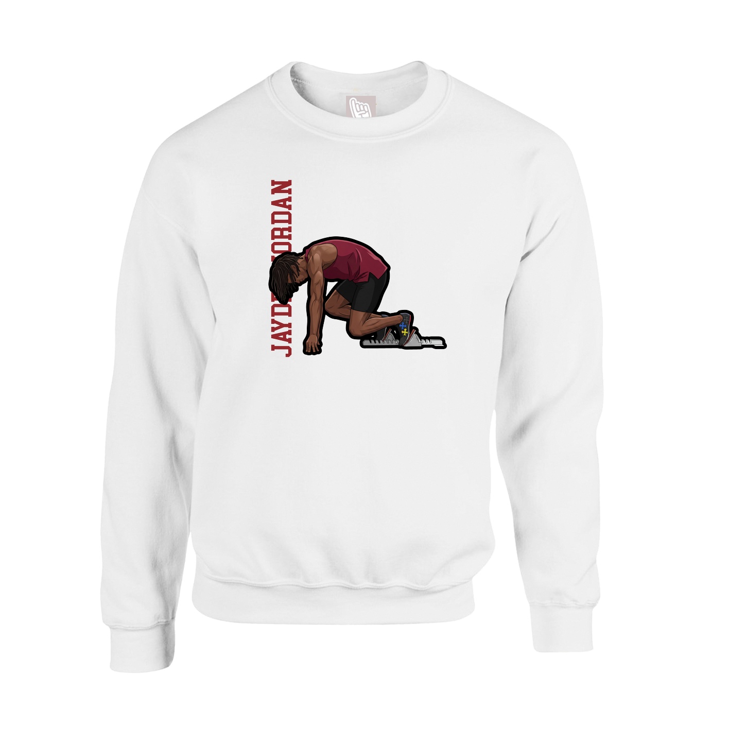 Fleece Crew — Name Vertical in White