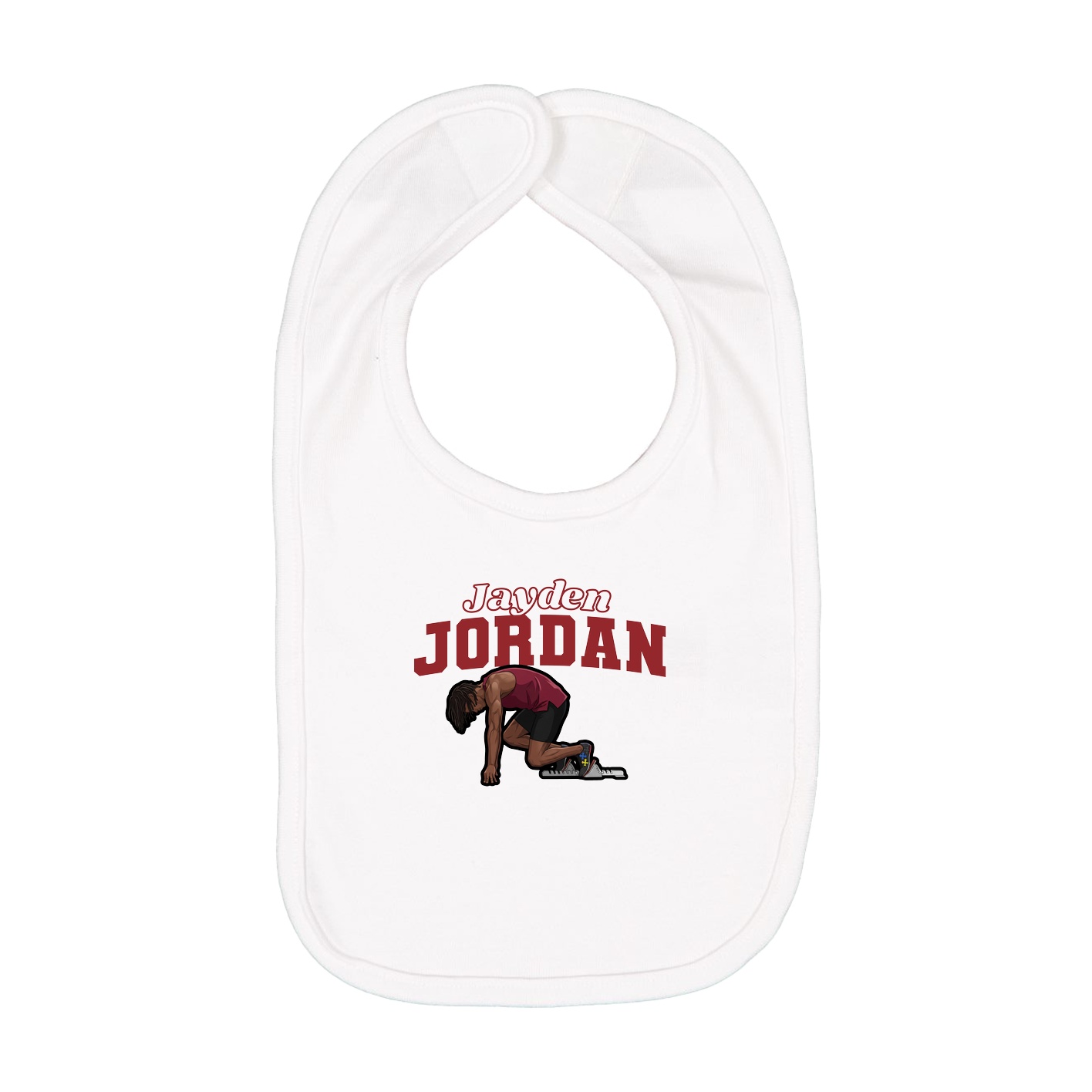 Infant Bib — Name Arch in White