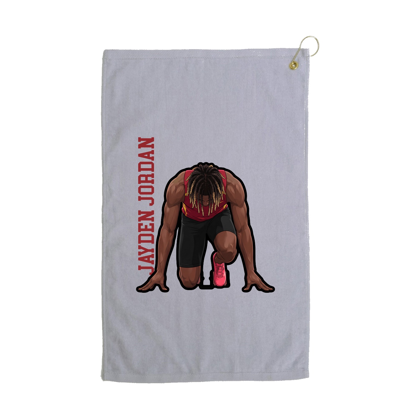 Golf Towel — Name Vertical in Grey