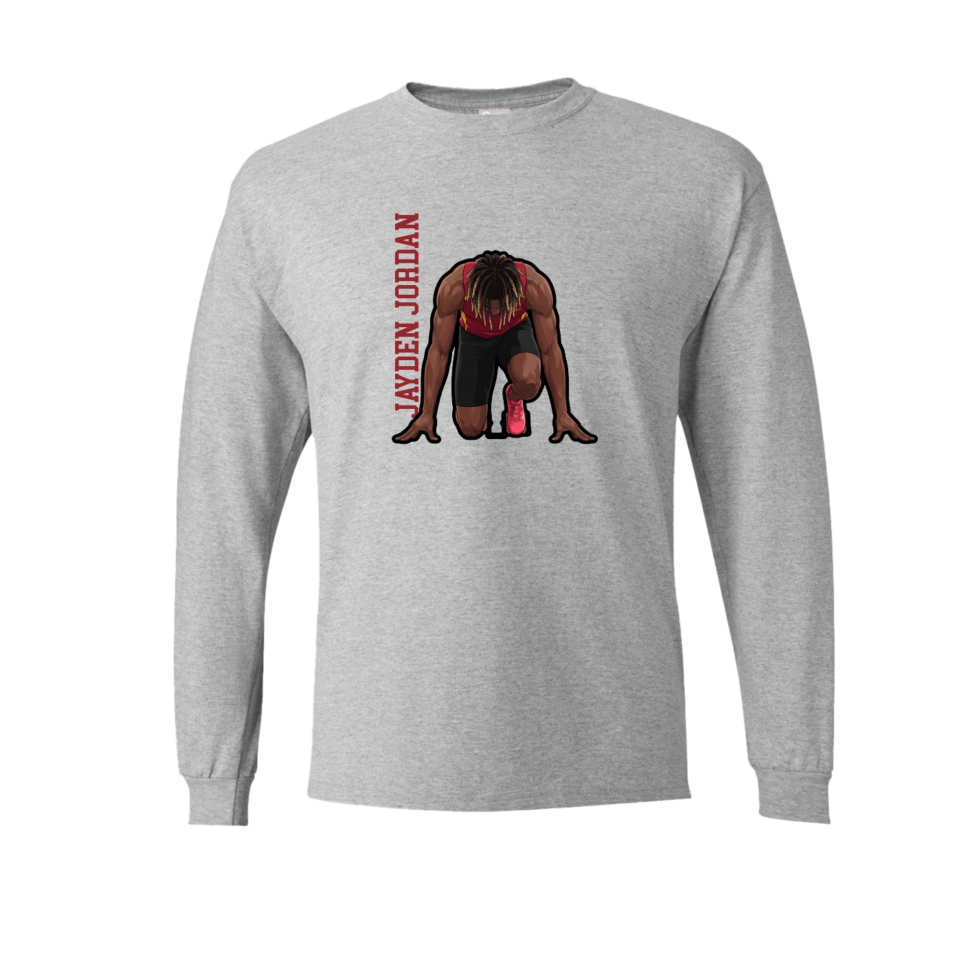Long Sleeve Tee — Name Vertical in Grey