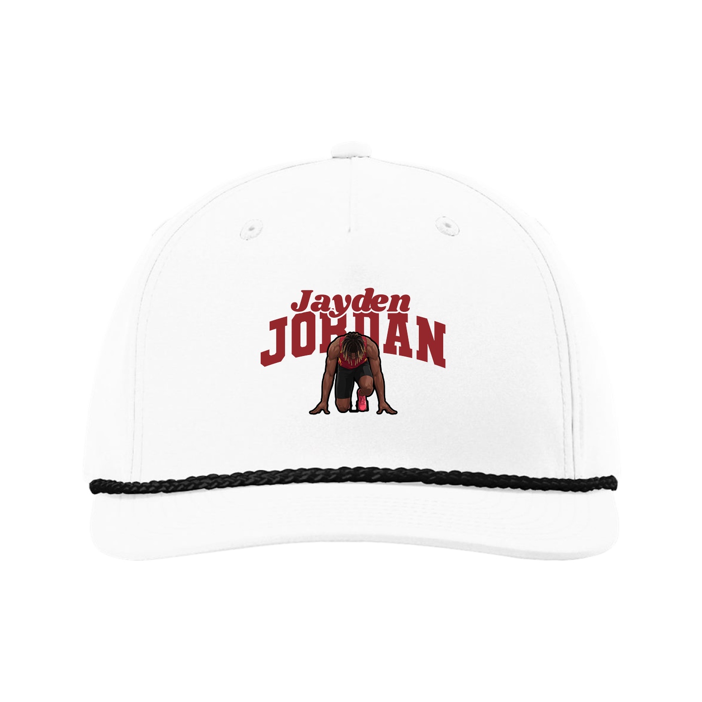 Five-Panel Classic Rope Cap — Signature Arch in White